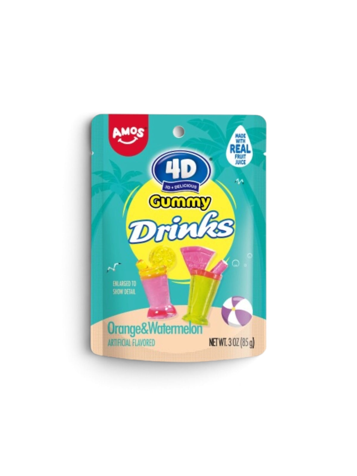 Amos 4D Fruit Gummy – Grape, Peach, Drinks & Pineapple