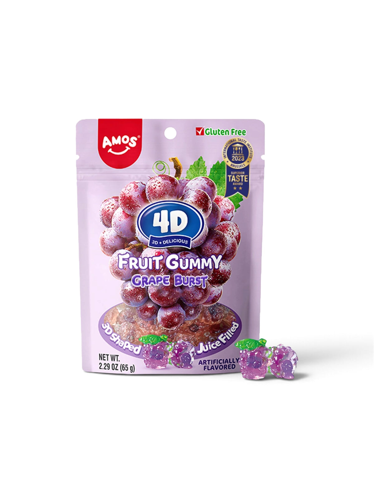 Amos 4D Fruit Gummy – Grape, Peach, Drinks & Pineapple