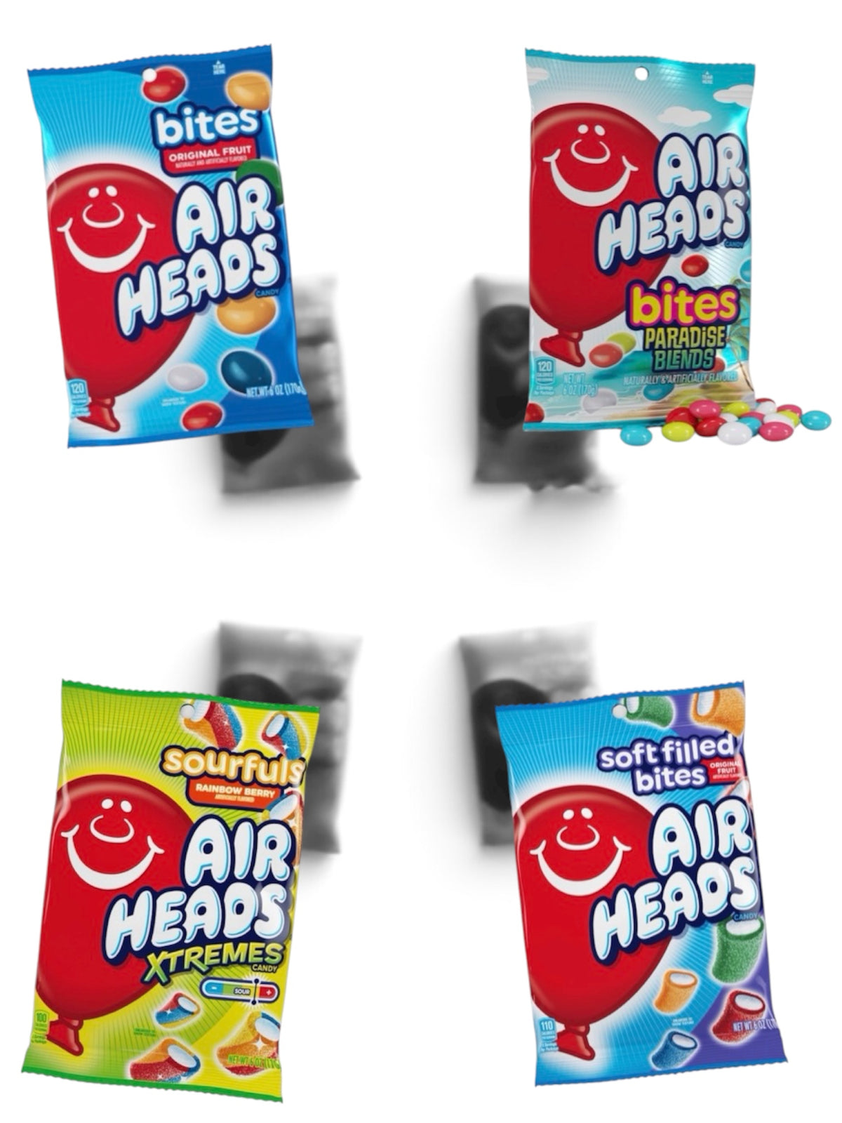 Airheads Bites – Rainbow Berry Extreme, Soft Filled Bites, Original Fruit & Paradise Blends