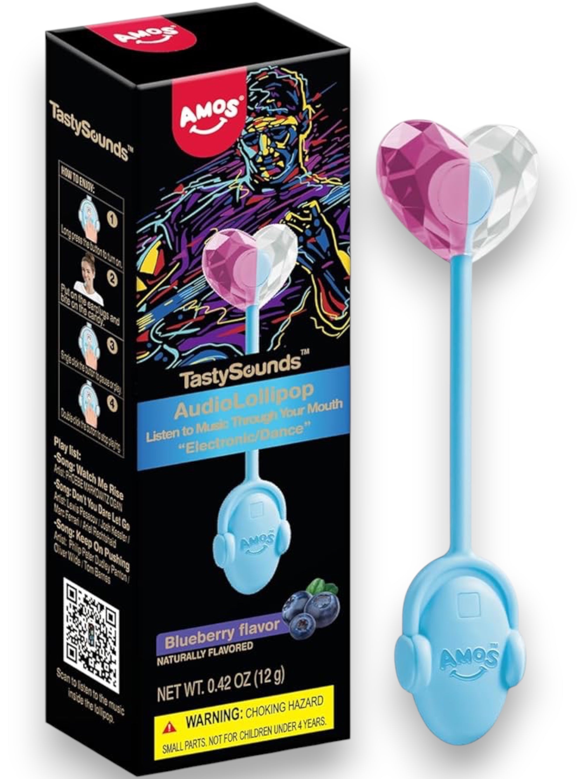 Amos Audio Lollipop Blueberry Flavor – Imported from China
