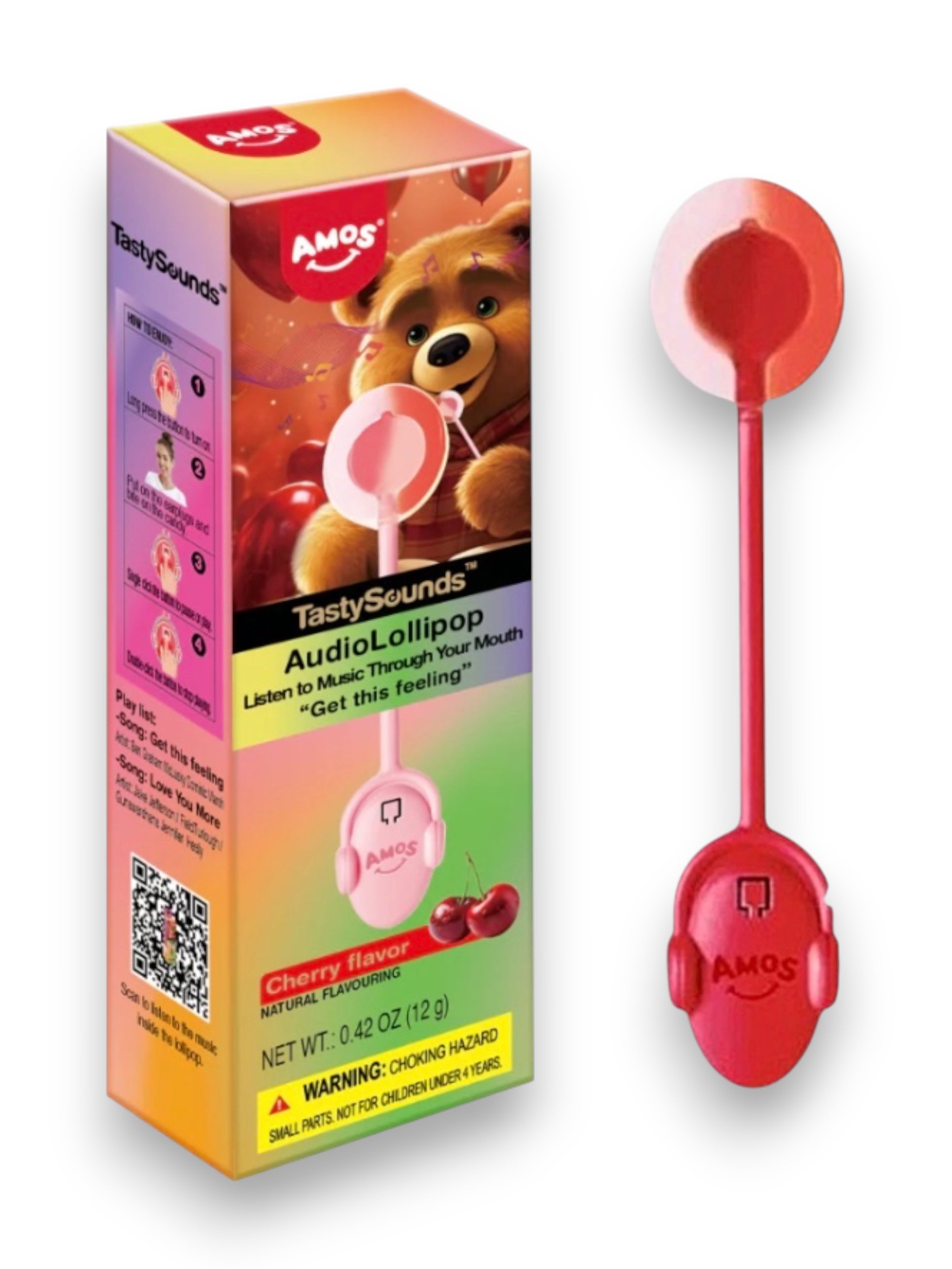 Amos Audio Lollipop Cherry Flavor – Imported from China