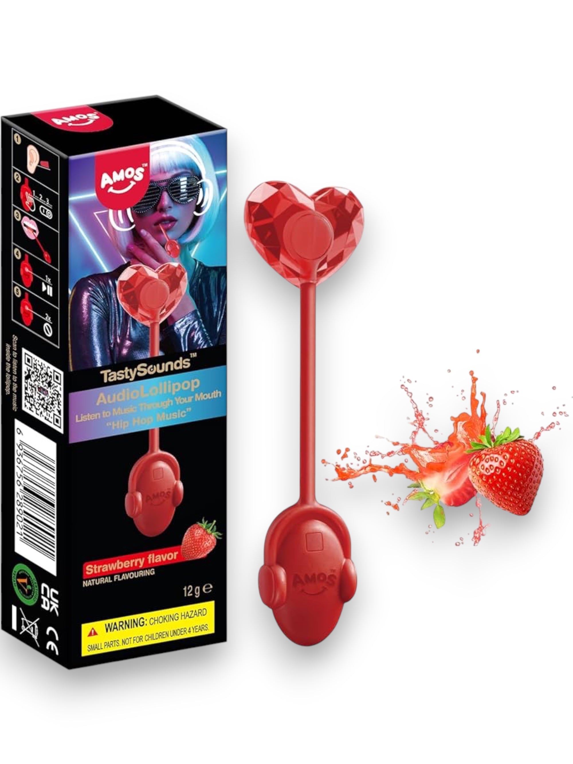 Amos Audio Lollipop – Strawberry Flavour Candy | Imported from China