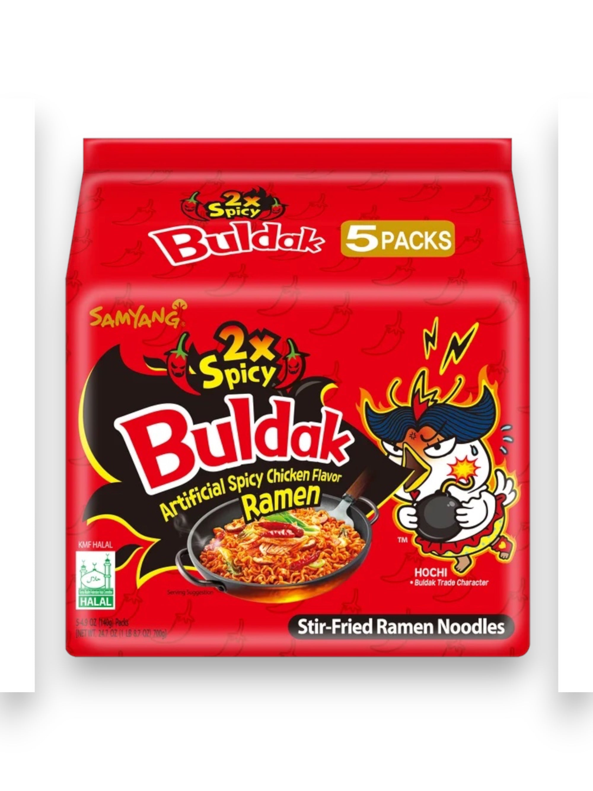 Samyang Buldak 2X Spicy Hot Chicken Flavor Ramen Multipack (Pack of 5) | Imported Korean Instant Noodles