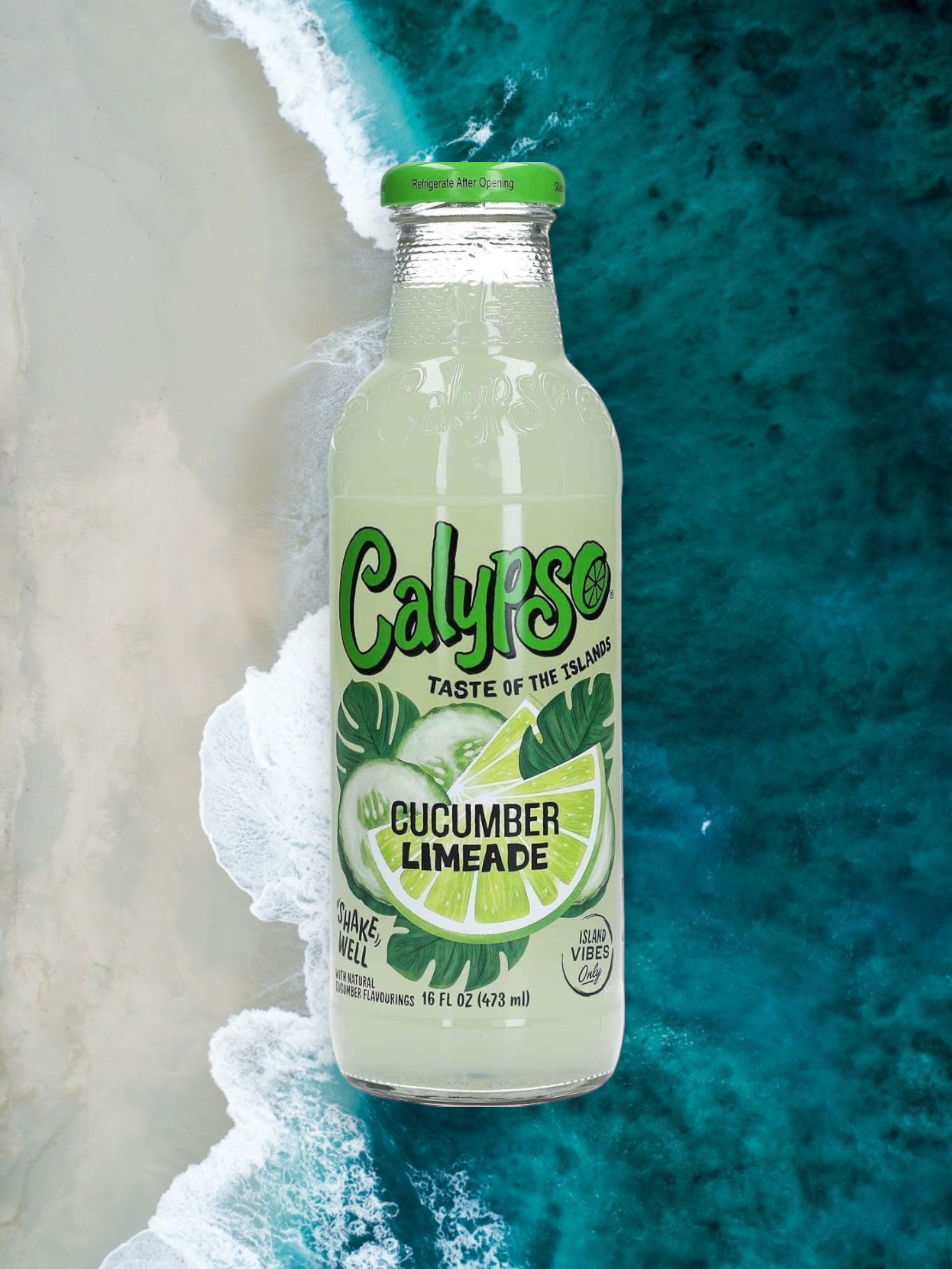 Calypso Cucumber Limeade – 473mL (16 fl oz) Glass Bottle