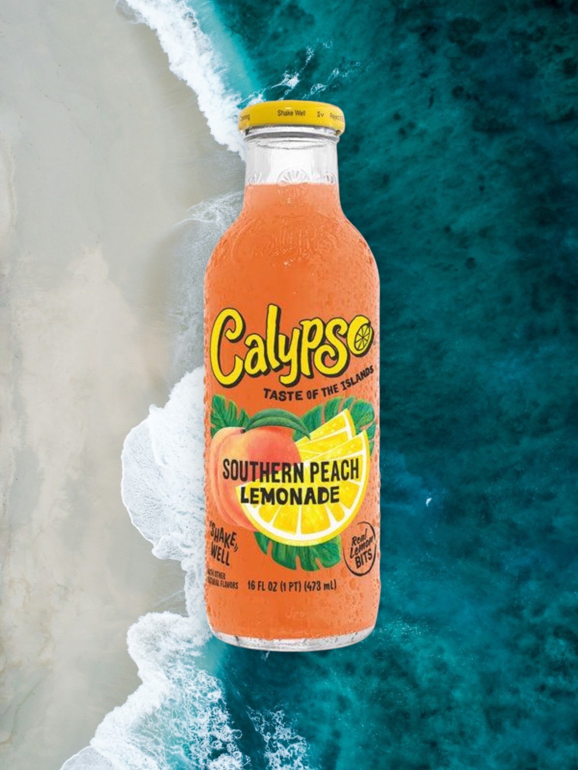 Calypso Southern Peach Lemonade – 473mL (16 fl oz) Glass Bottle