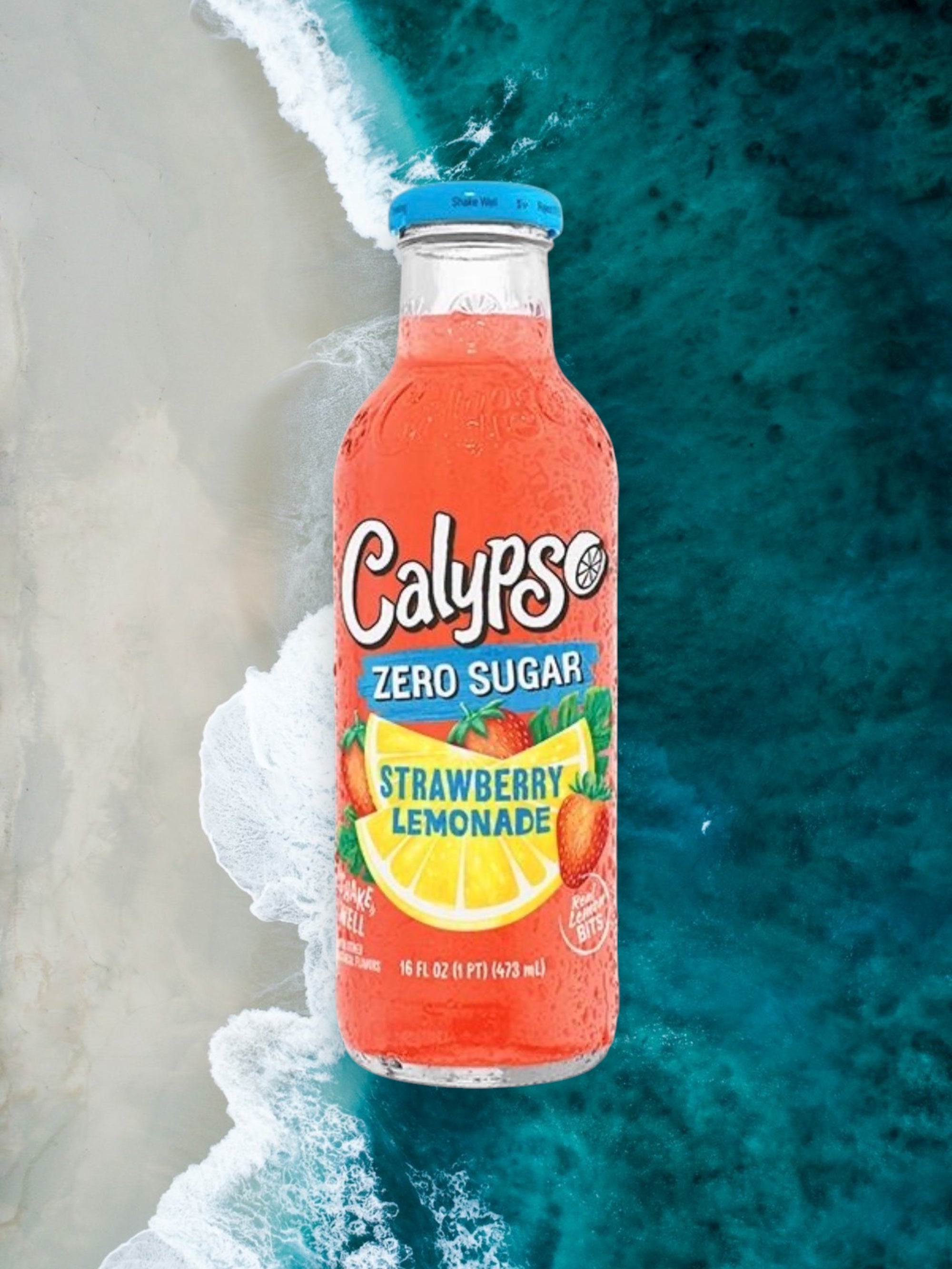 Calypso Strawberry Lemonade Zero Sugar – 473mL (16 fl oz) Glass Bottle