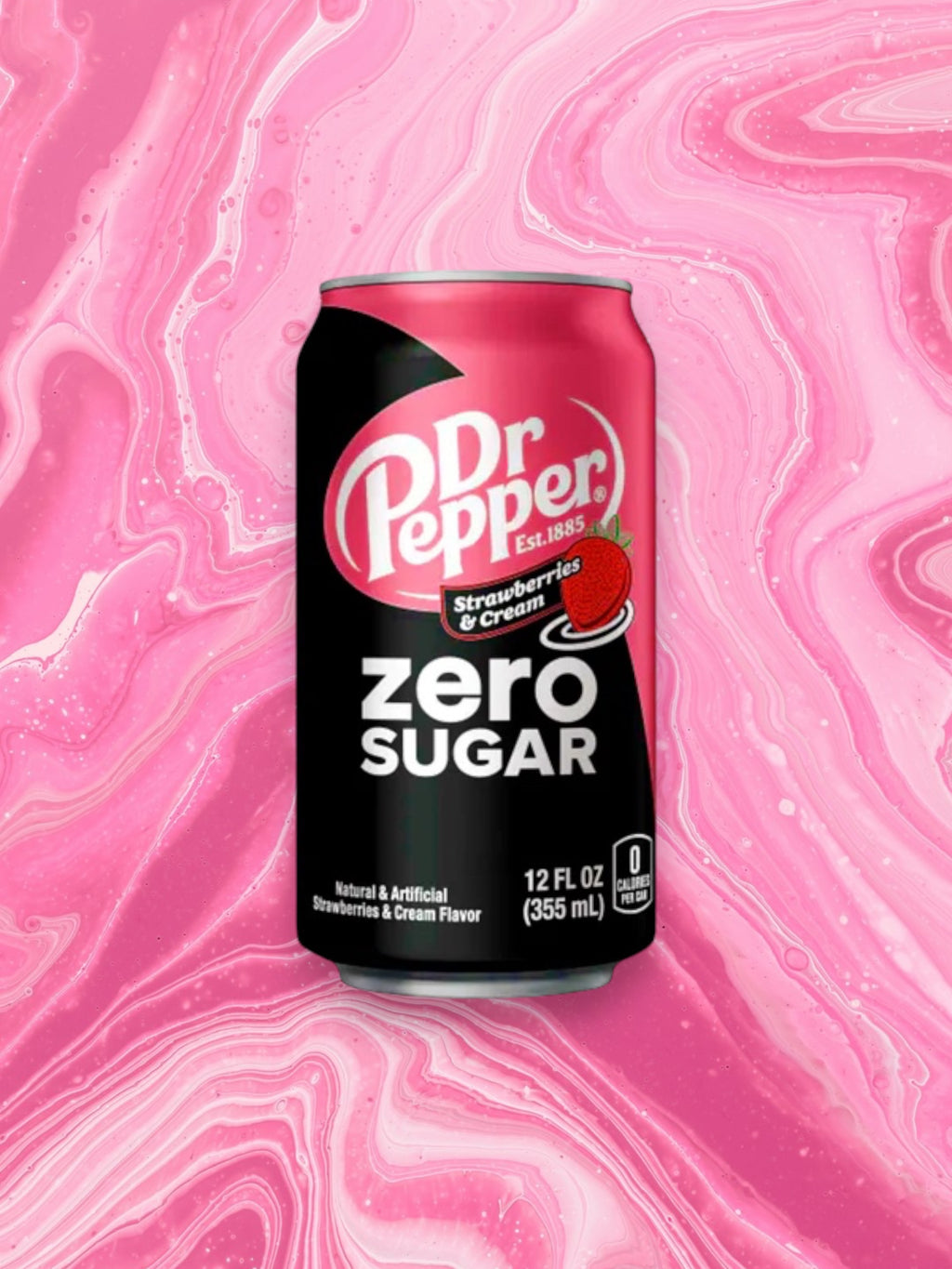 Dr Pepper Strawberries & Cream Zero Sugar Imported Exotic Soda Drink – 355ml Can