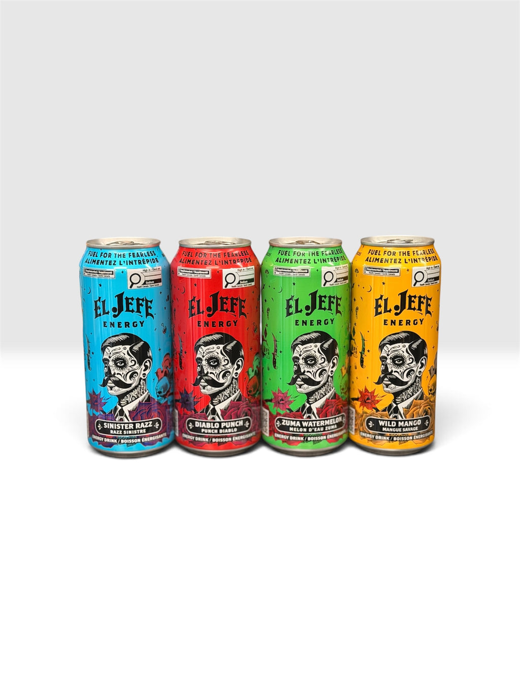 El Jefe Energy Drink – Sinister Razz, Diablo Punch, Zuma Watermelon & Wild Mango | Imported