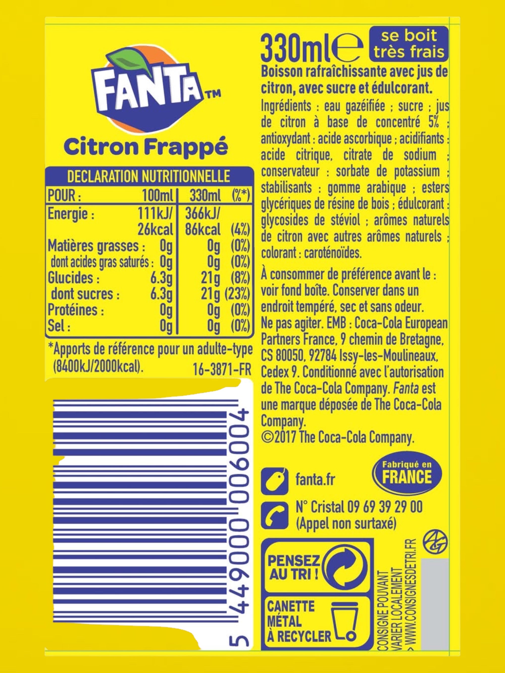 Fanta Citron Frappé Flavoured Soda 330ml Can Imported Exotic Soft Drink Limited Availability