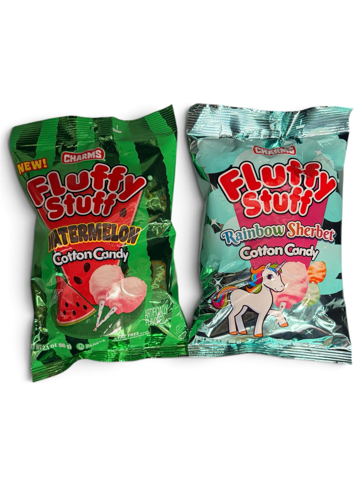 Charms Fluffy Stuff Cotton Candy – Rainbow Sherbet & Watermelon | Imported from USA