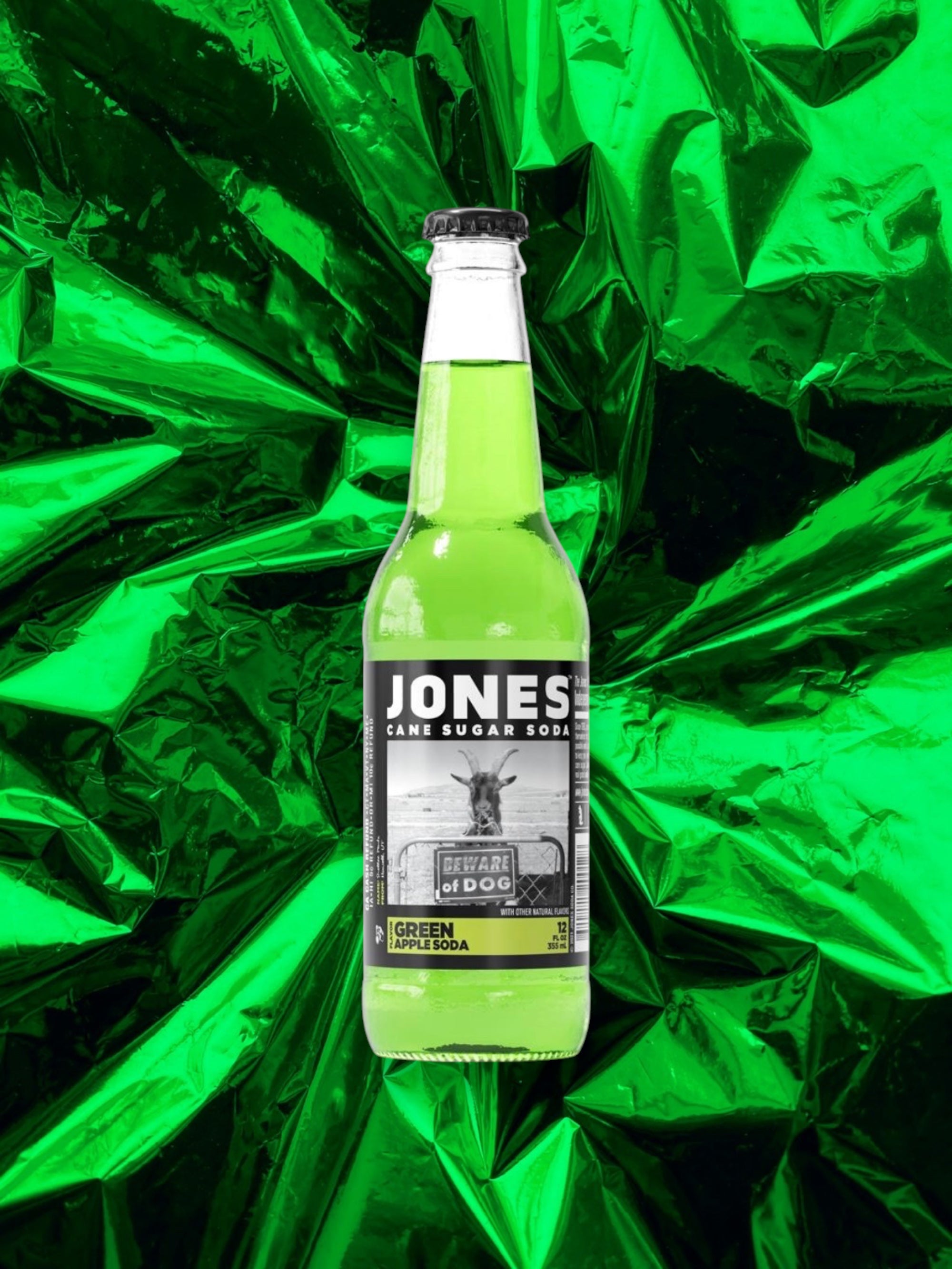 Jones Green Apple Soda 355mL Glass Bottle