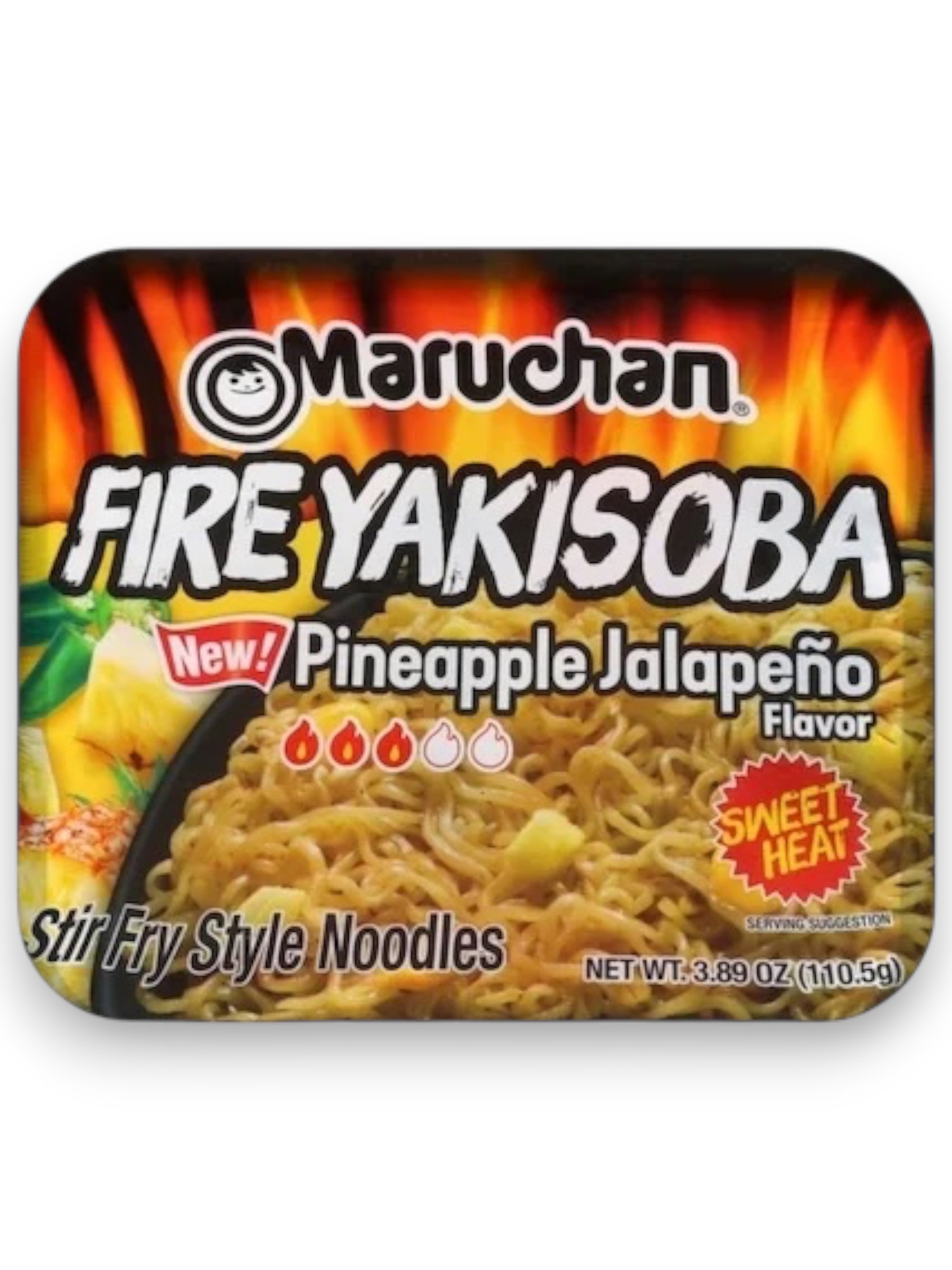 Maruchan Fire Yakisoba Pineapple Jalapeño Flavor | Sweet & Spicy Instant Stir-Fry Noodles