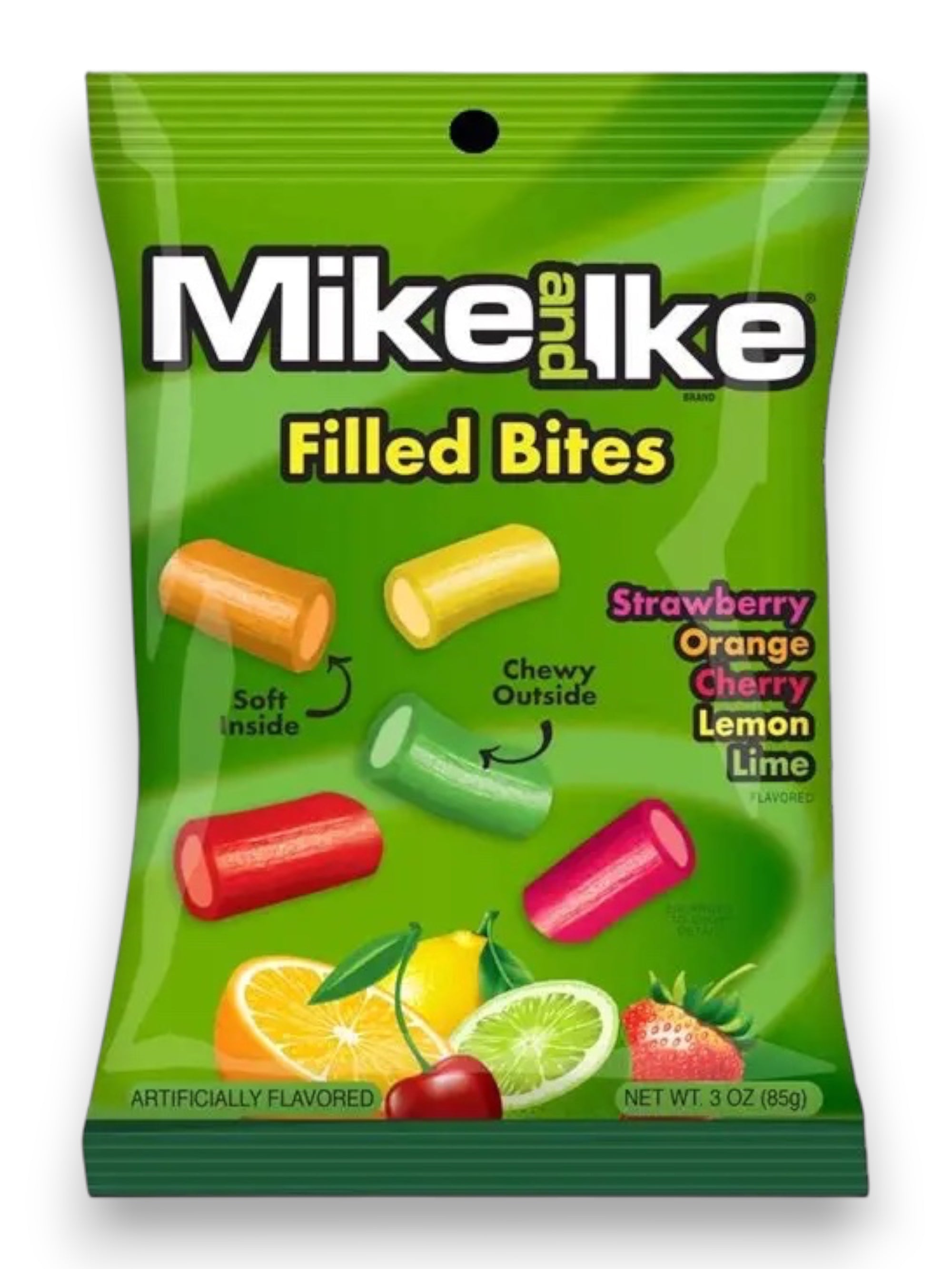 Mike and Ike Filled Bites Green Edition 85g – Imported Chewy Candy