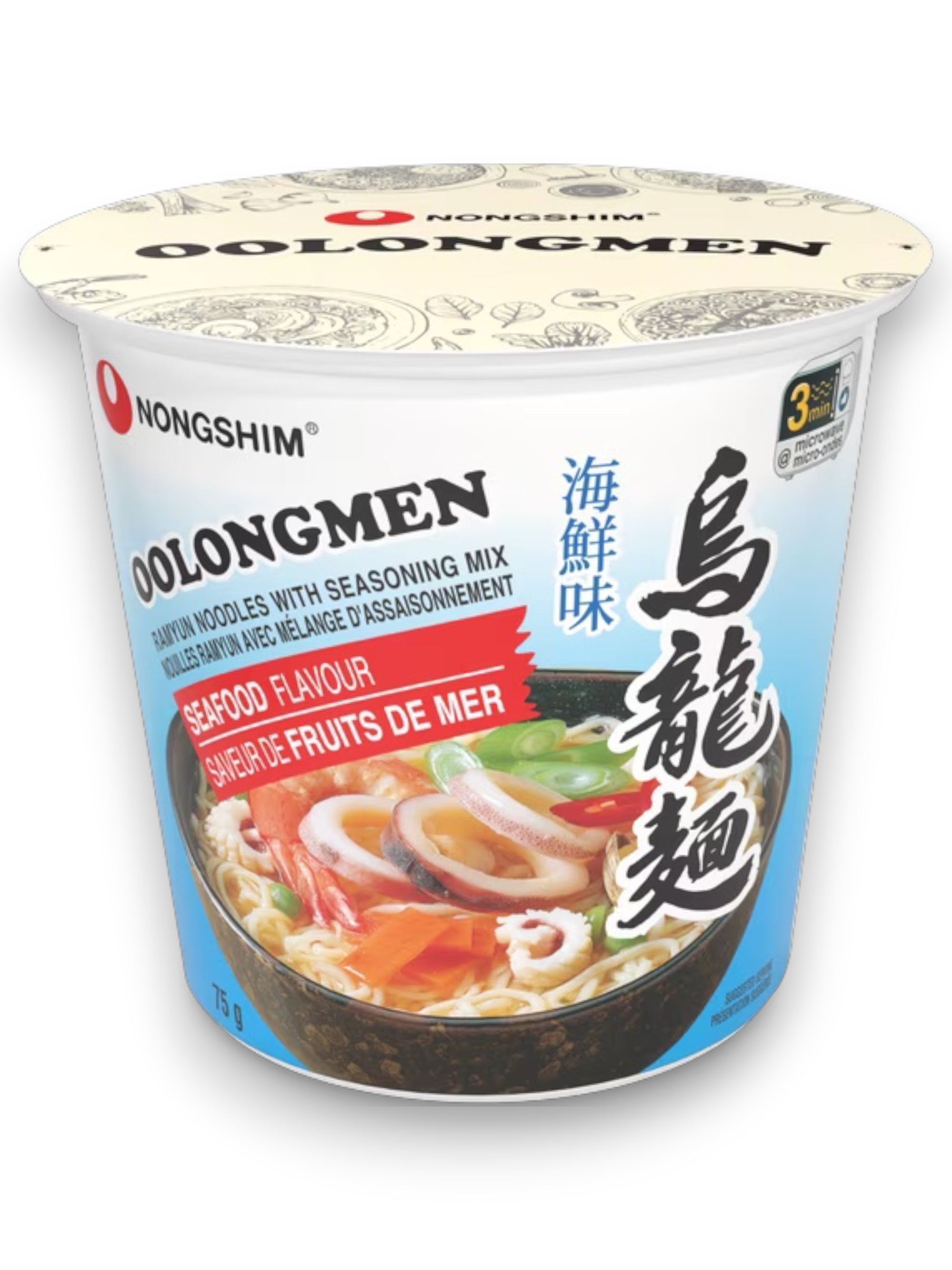 Nongshim Oolongmen Seafood Flavor Instant Noodles | Korean Seafood Ramen