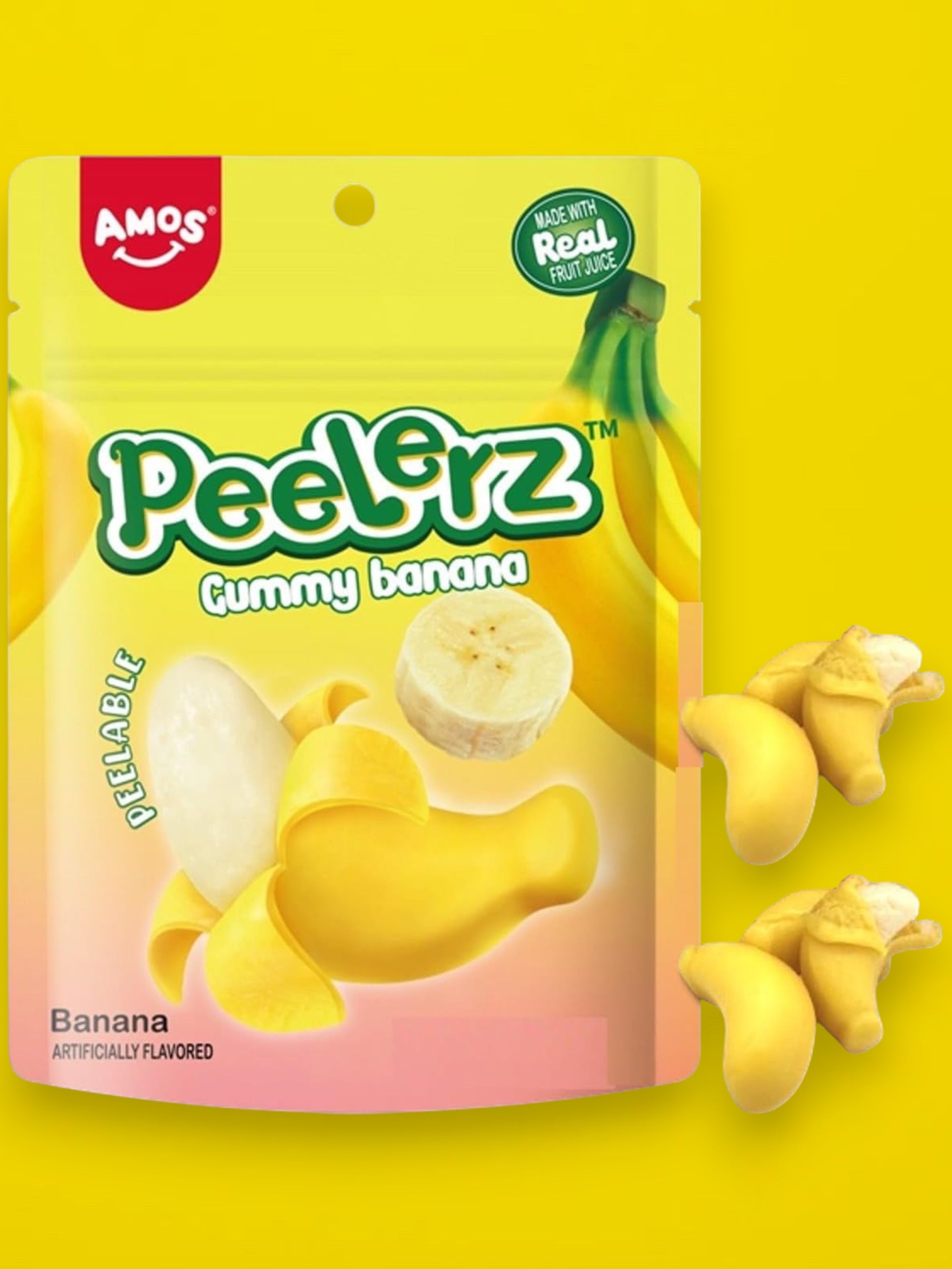 Amos Peelerz Banana Peelable Gummies 170g – Imported Exotic Candy