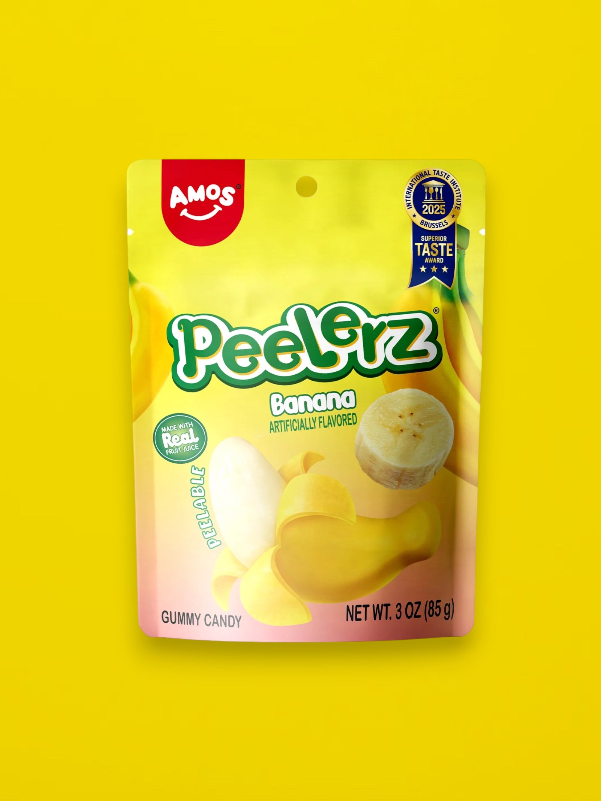 Amos Peelerz Exotic Banana Gummy Candy 85g – Imported Soft & Peelable Gummies