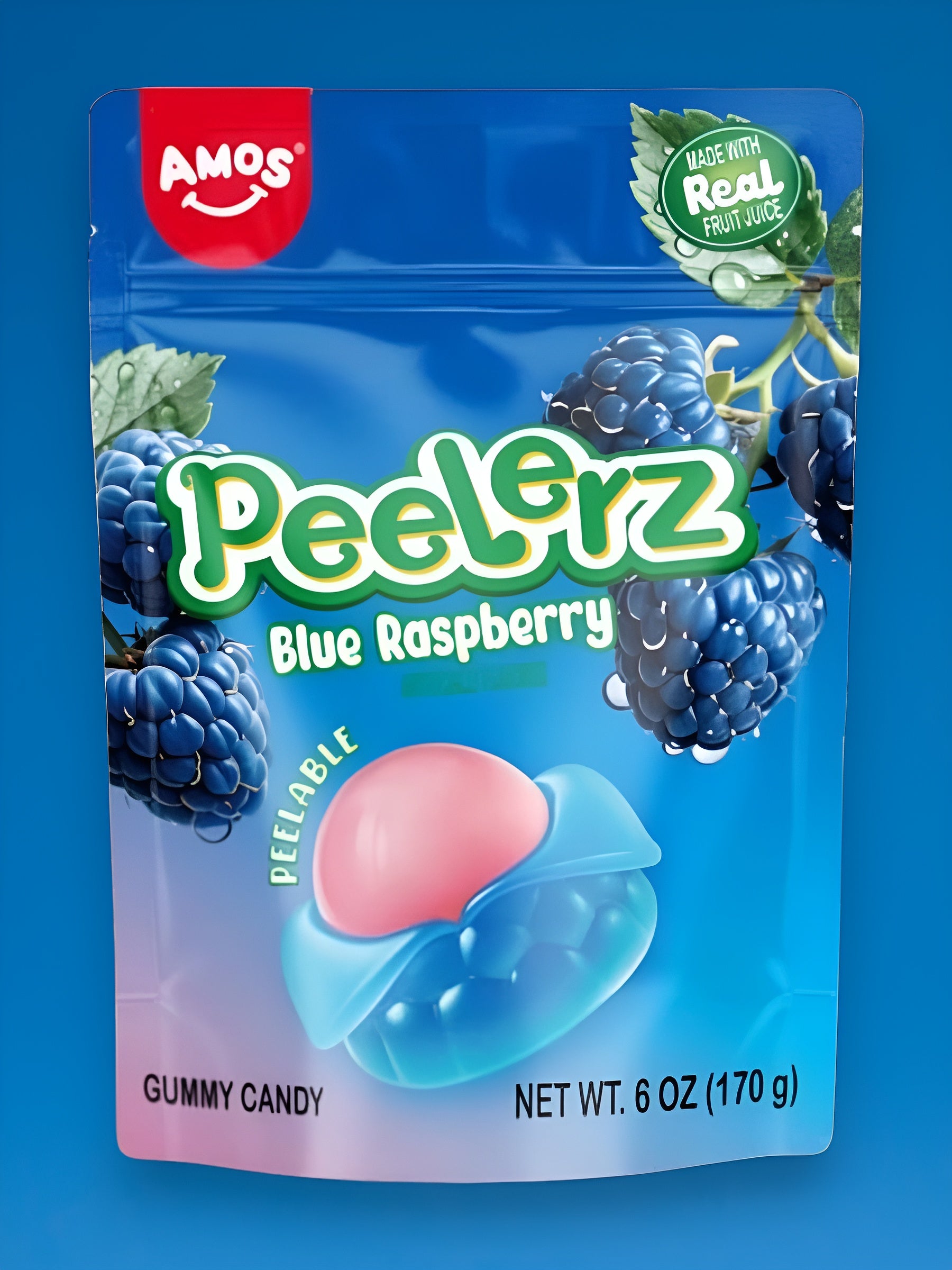 Amos Peelerz Blue Raspberry Peelable Gummies 170g – Imported Exotic Candy