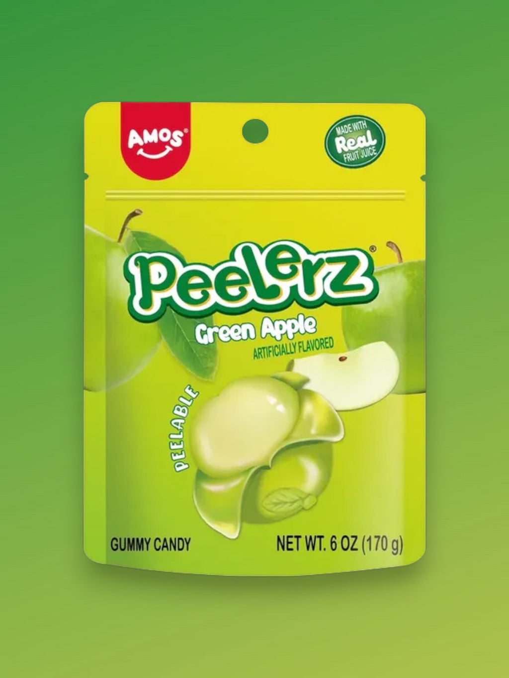Amos Peelers Green Apple Candy 170g – Peelable Fruity Candy Snack
