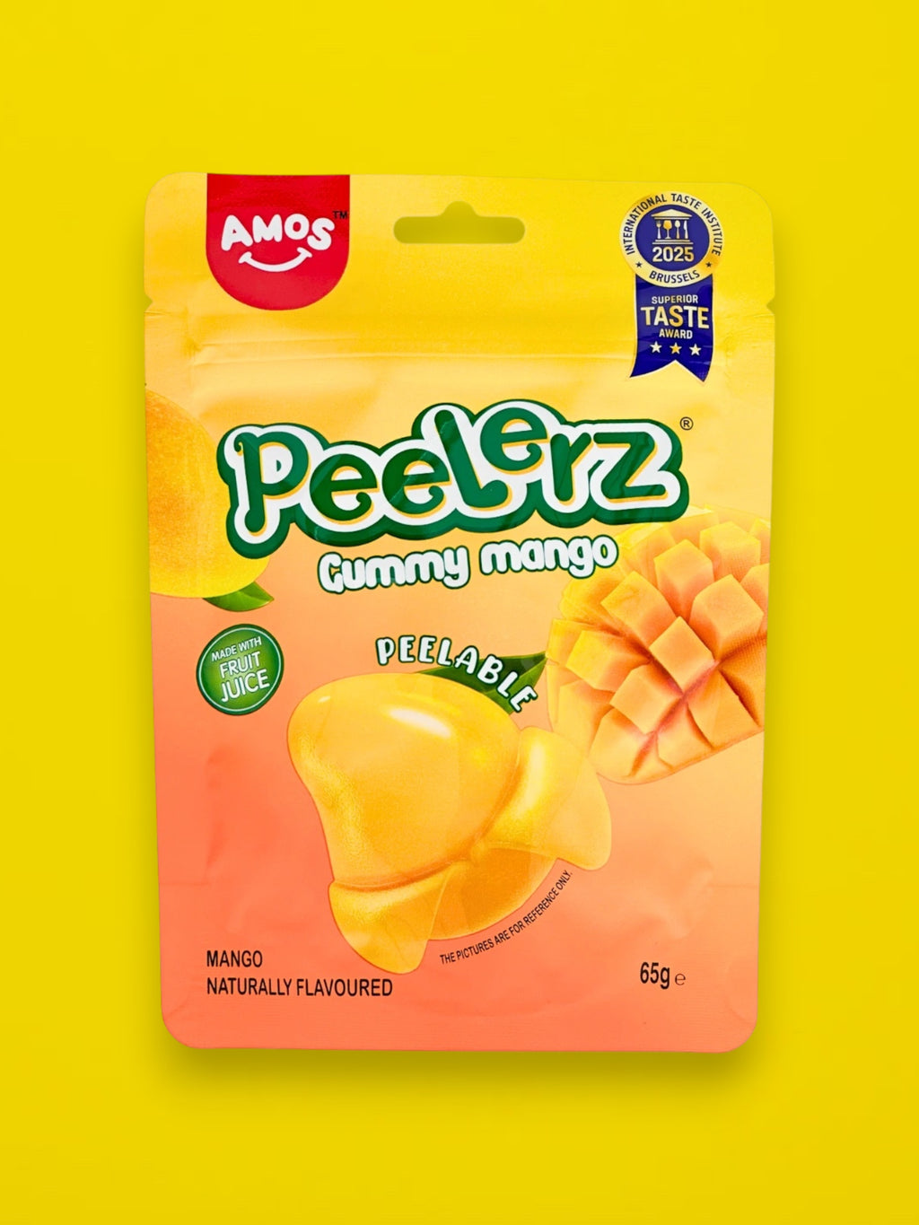 Amos Peelerz Exotic Mango Gummy Candy 65g – Imported Soft & Peelable Gummies