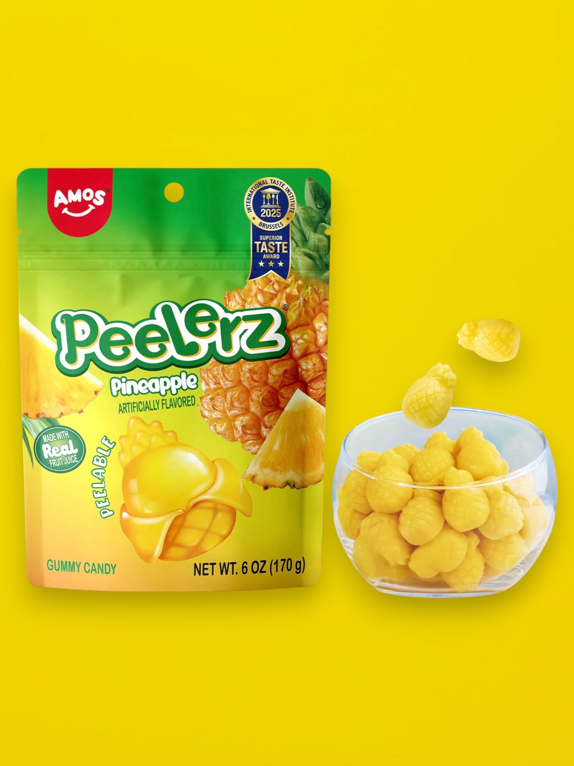 Amos Peelerz Pineapple Peelable Gummies 170g – Imported Exotic Candy