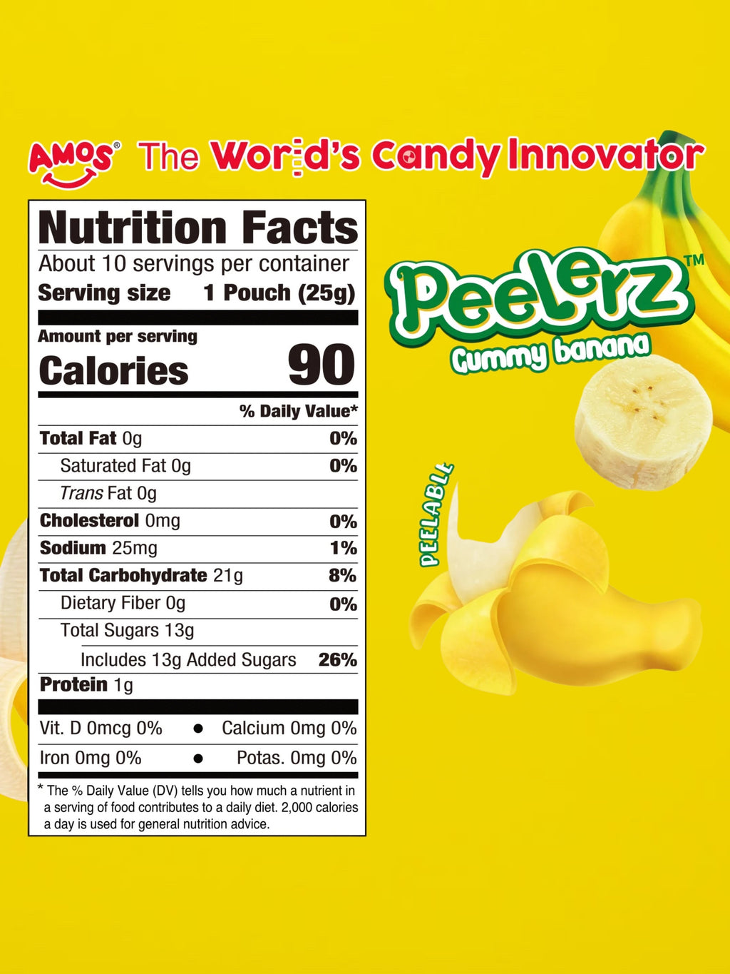 Amos Peelerz Exotic Banana Gummy Candy 85g – Imported Soft & Peelable Gummies