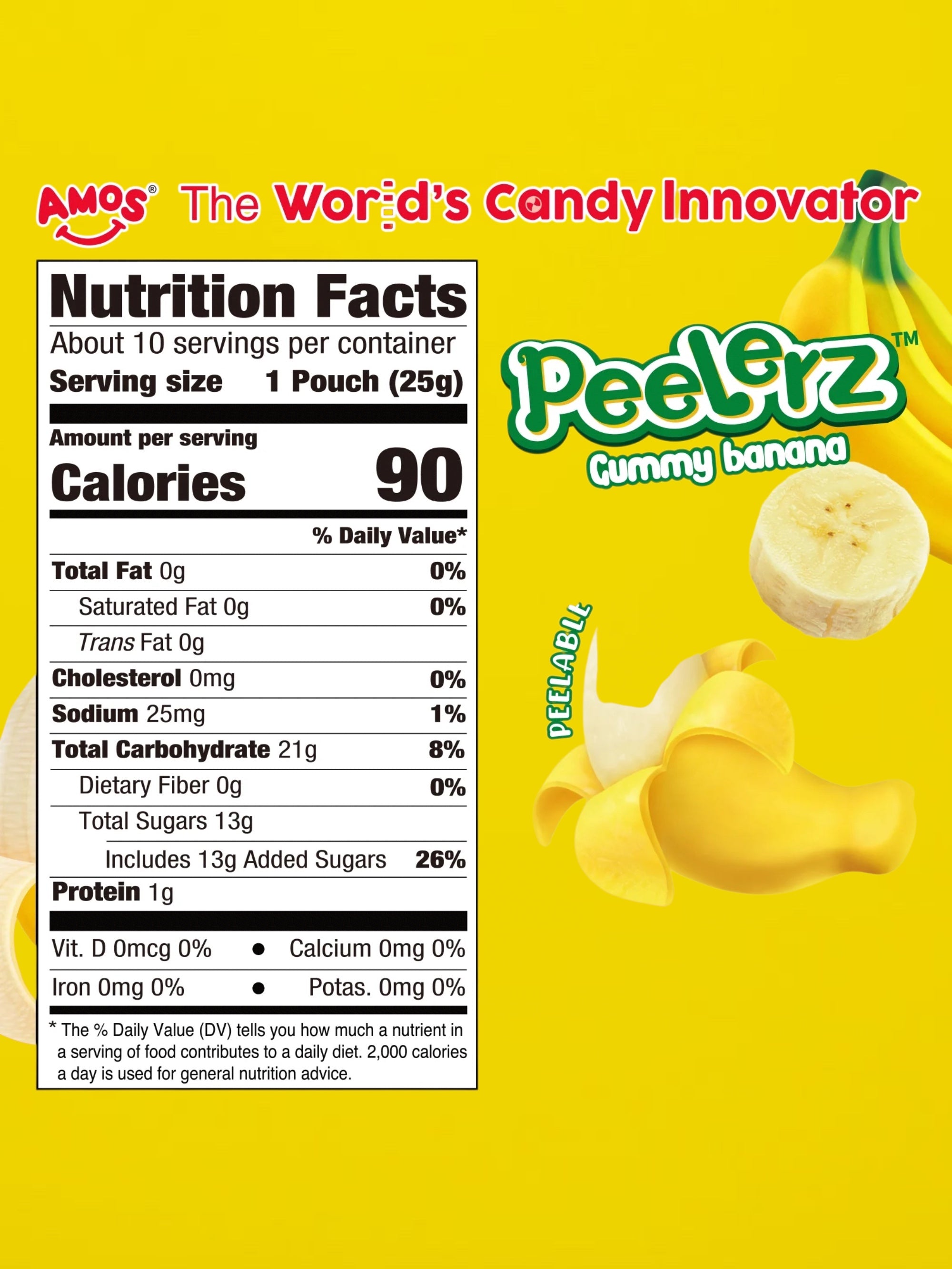Amos Peelerz Exotic Banana Gummy Candy 85g – Imported Soft & Peelable Gummies