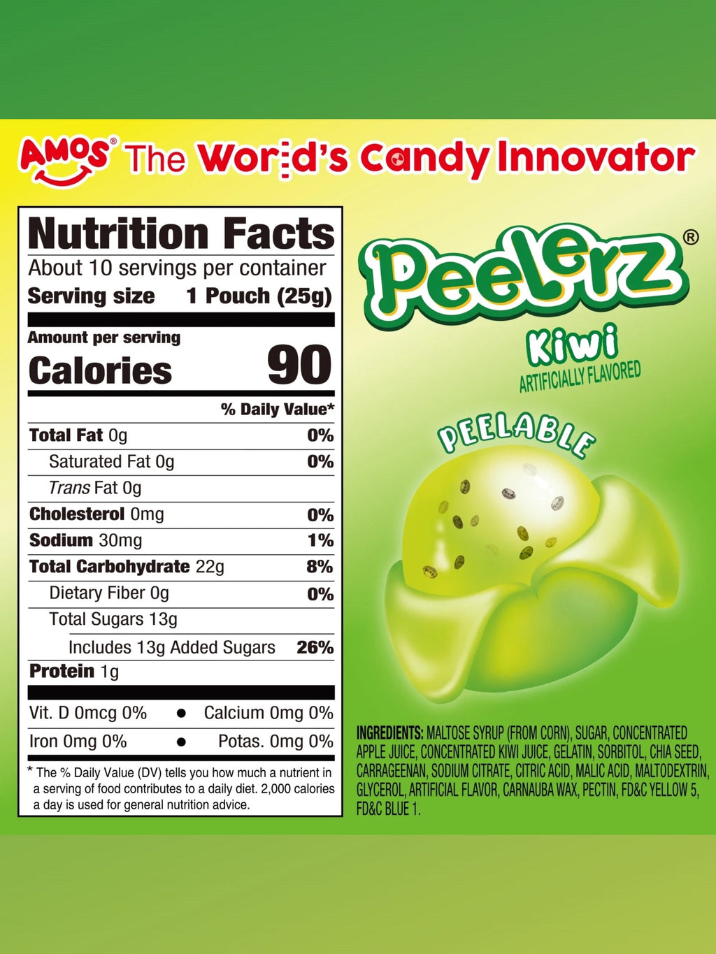 Amos Peelerz Exotic Kiwi Gummy Candy 85g – Imported Soft & Peelable Gummies