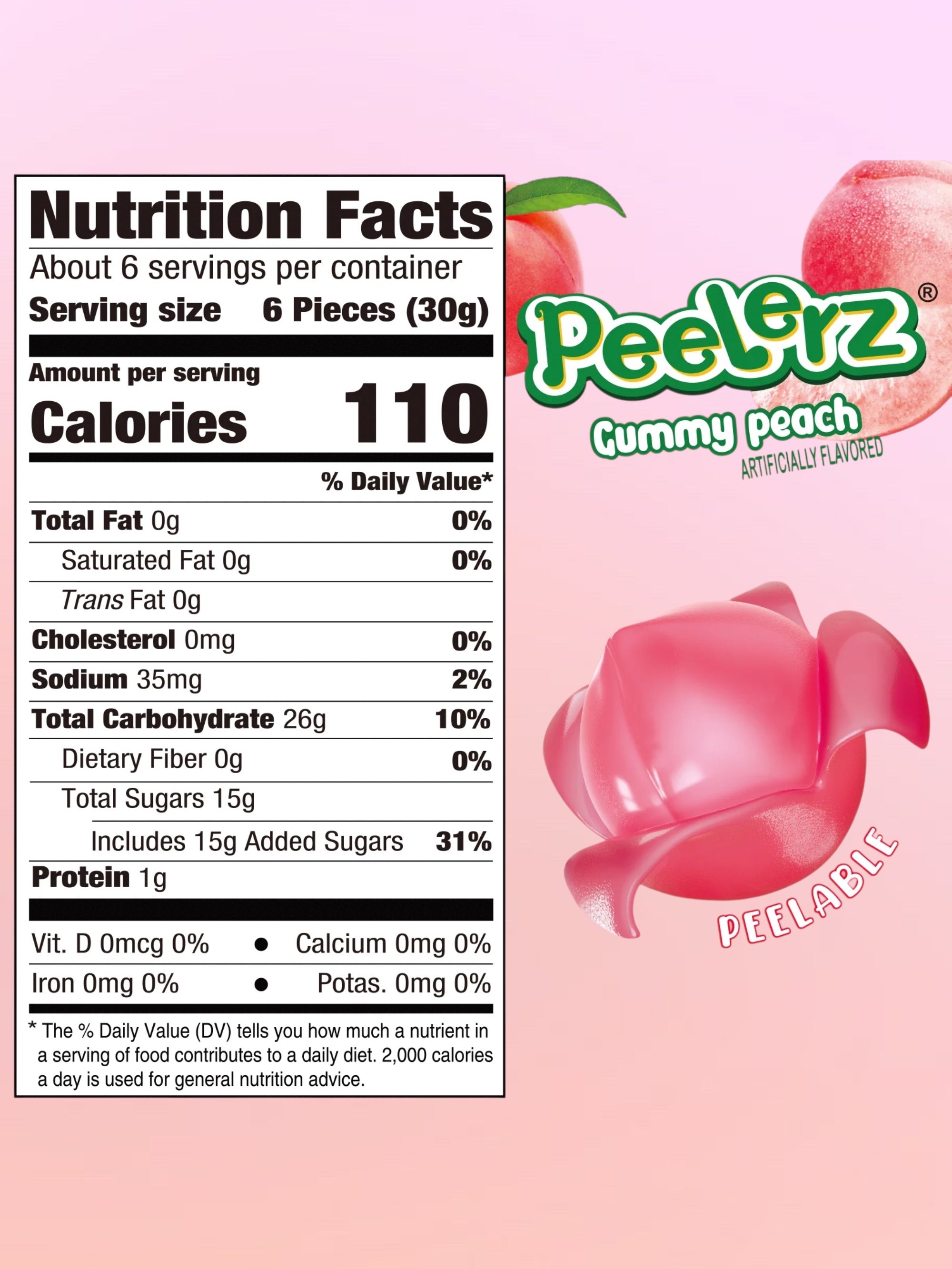 Amos Peelerz Exotic Peach Gummy Candy 65g – Imported Soft & Peelable Gummies Pr