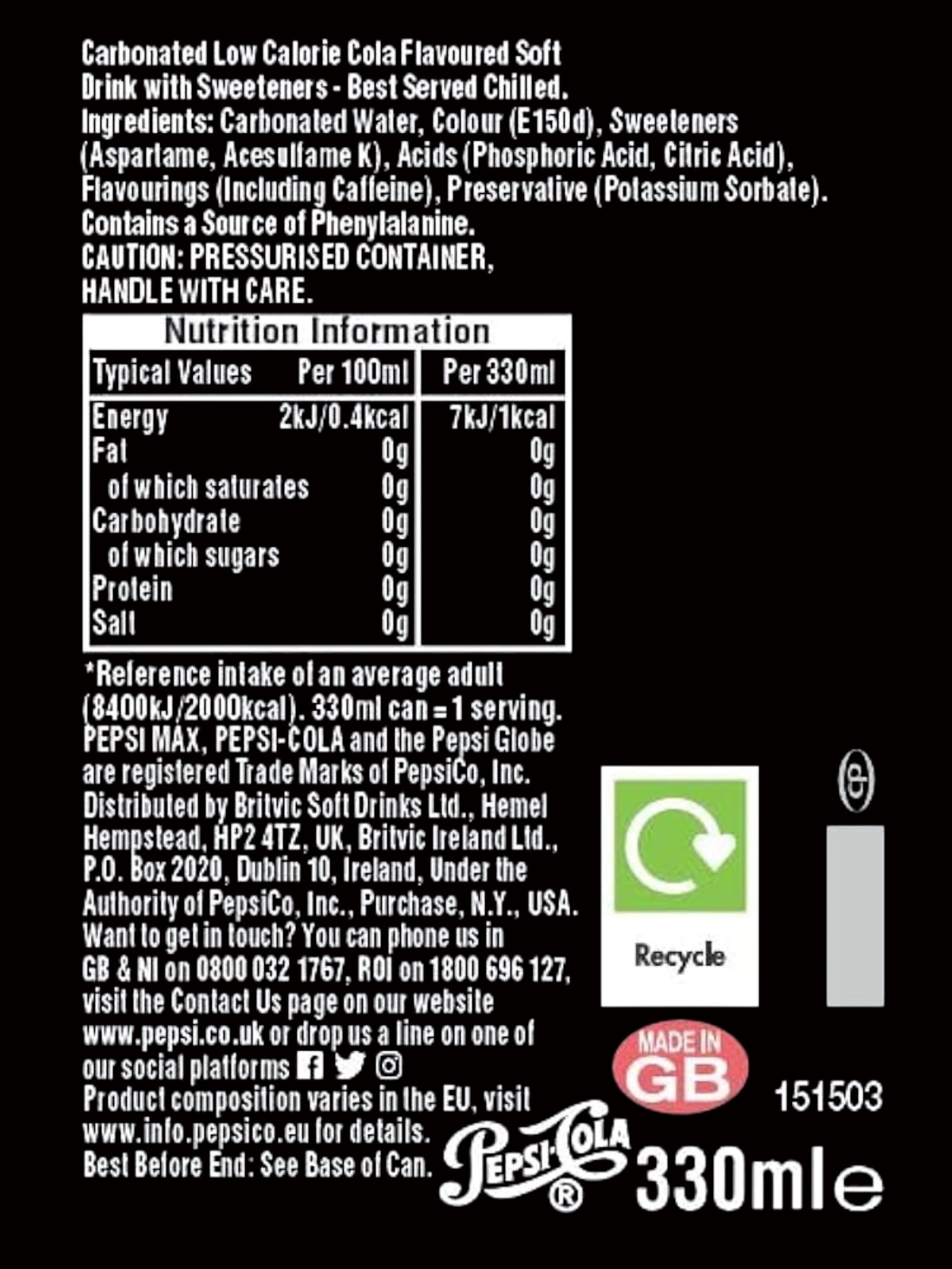 Pepsi Max Lime 330ml Can – Zero Sugar Imported Soft Drink