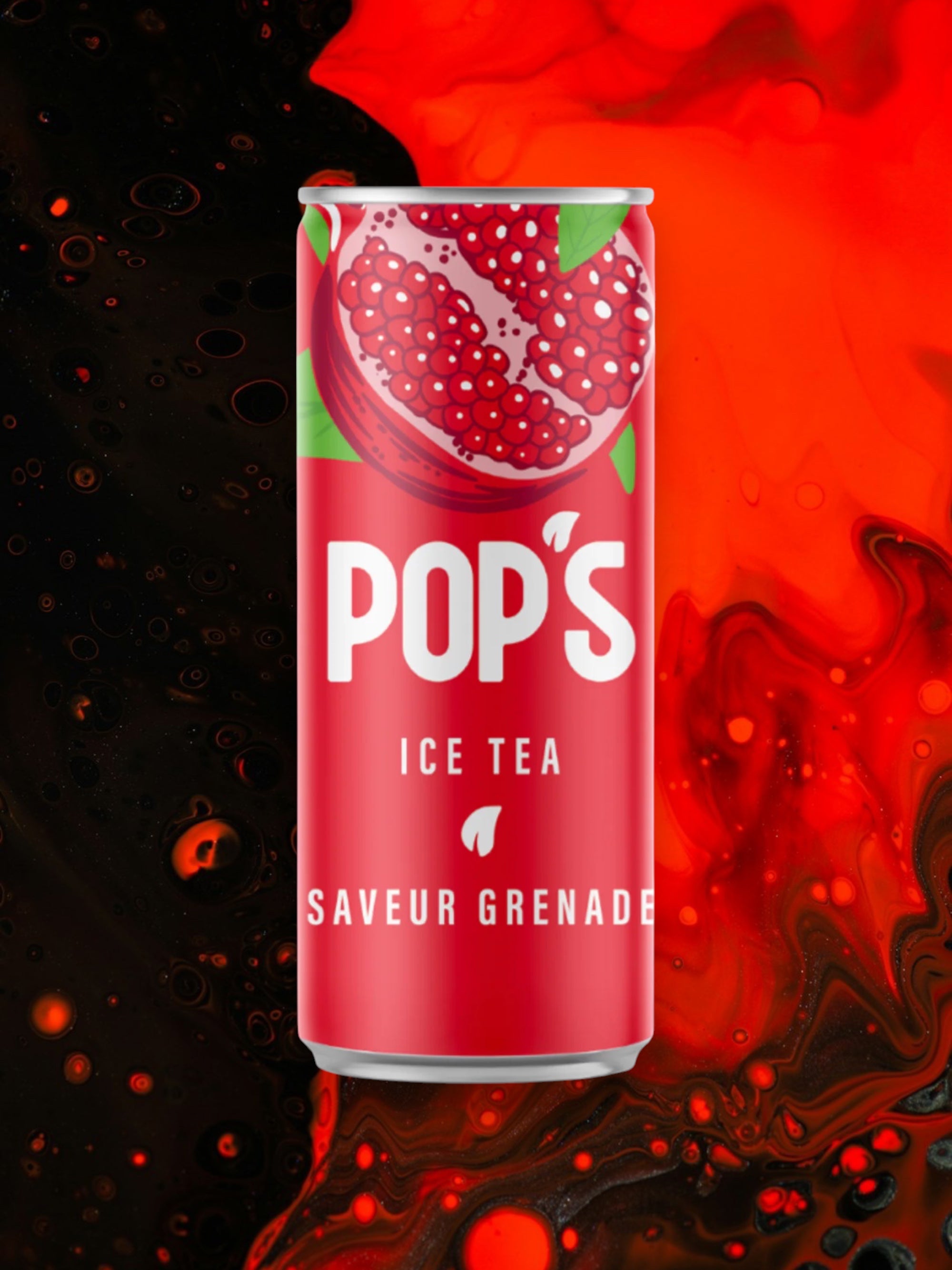 Pops Iced Tea Pomegranate 330ml Can Limited Edition Imported from EU Saveur Grenade