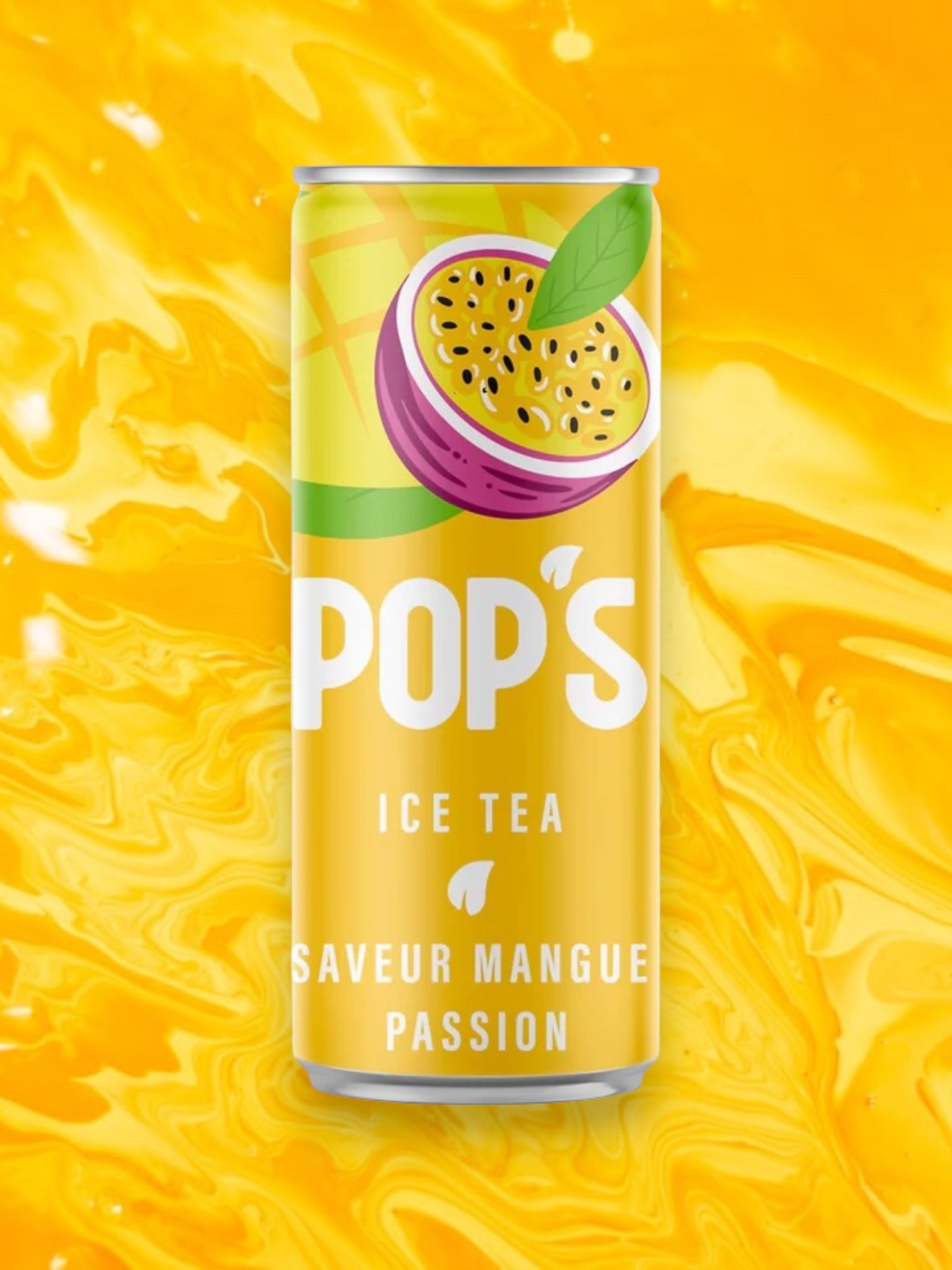 Pops Iced Tea Mango 330ml Can Limited Edition Imported from EU Saveur Mango