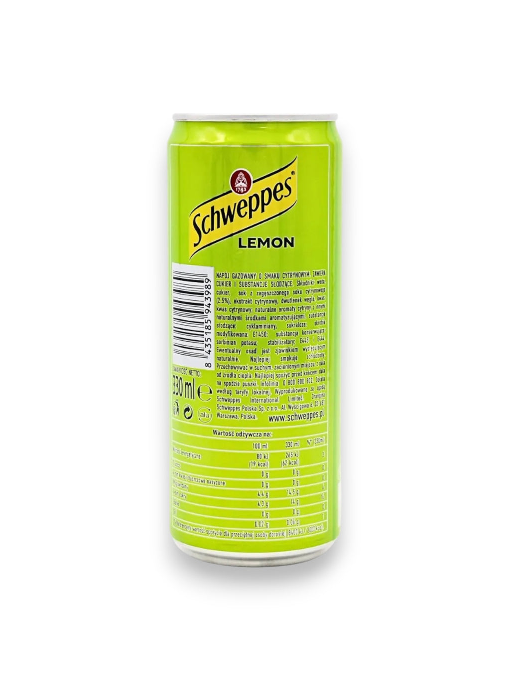 Schweppes Lemon 330ml Can – Imported from France Citrus Soft Drink