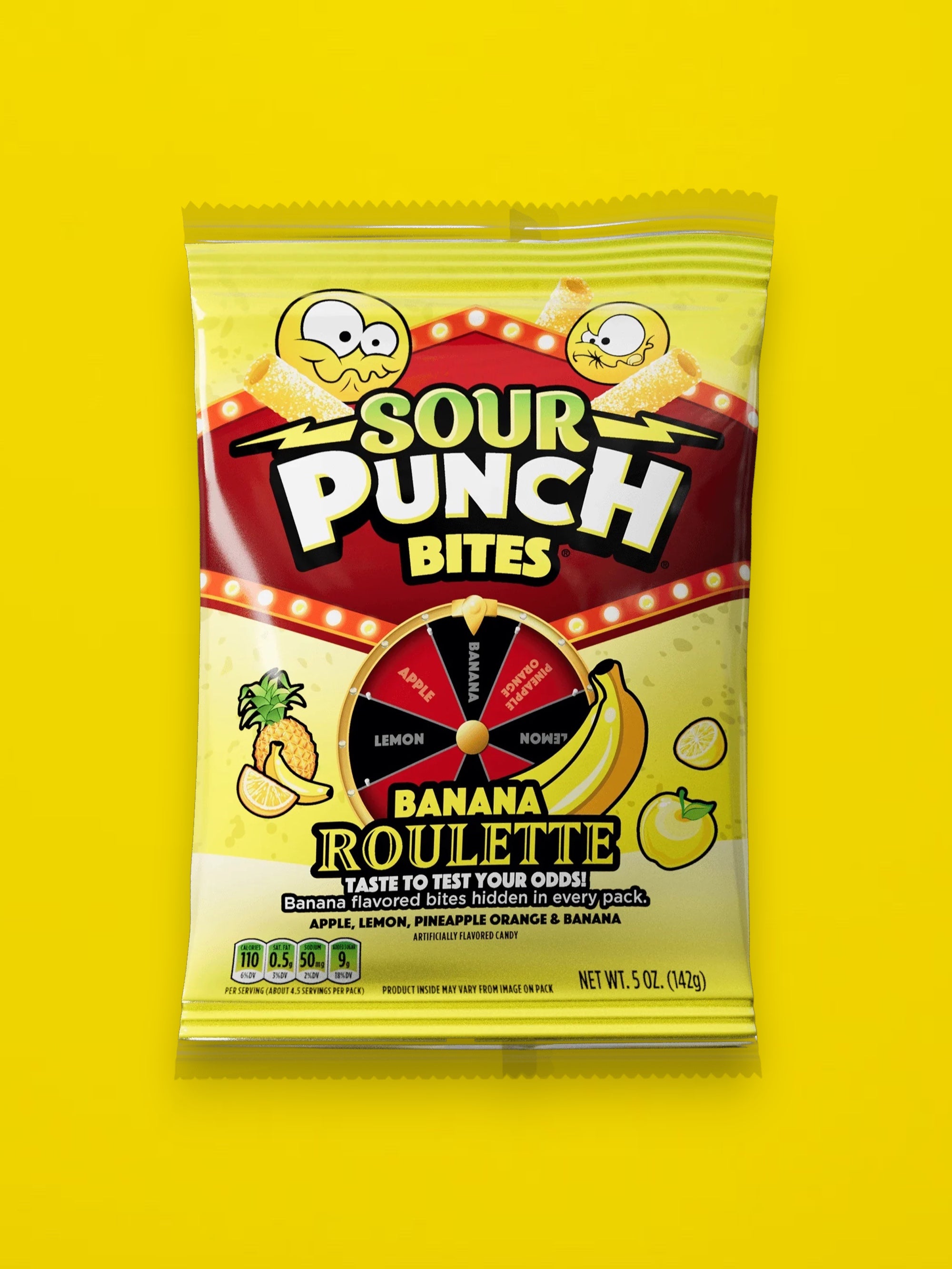 Sour Punch Banana Roulette Candy 142g | Imported Sour Banana Gummies