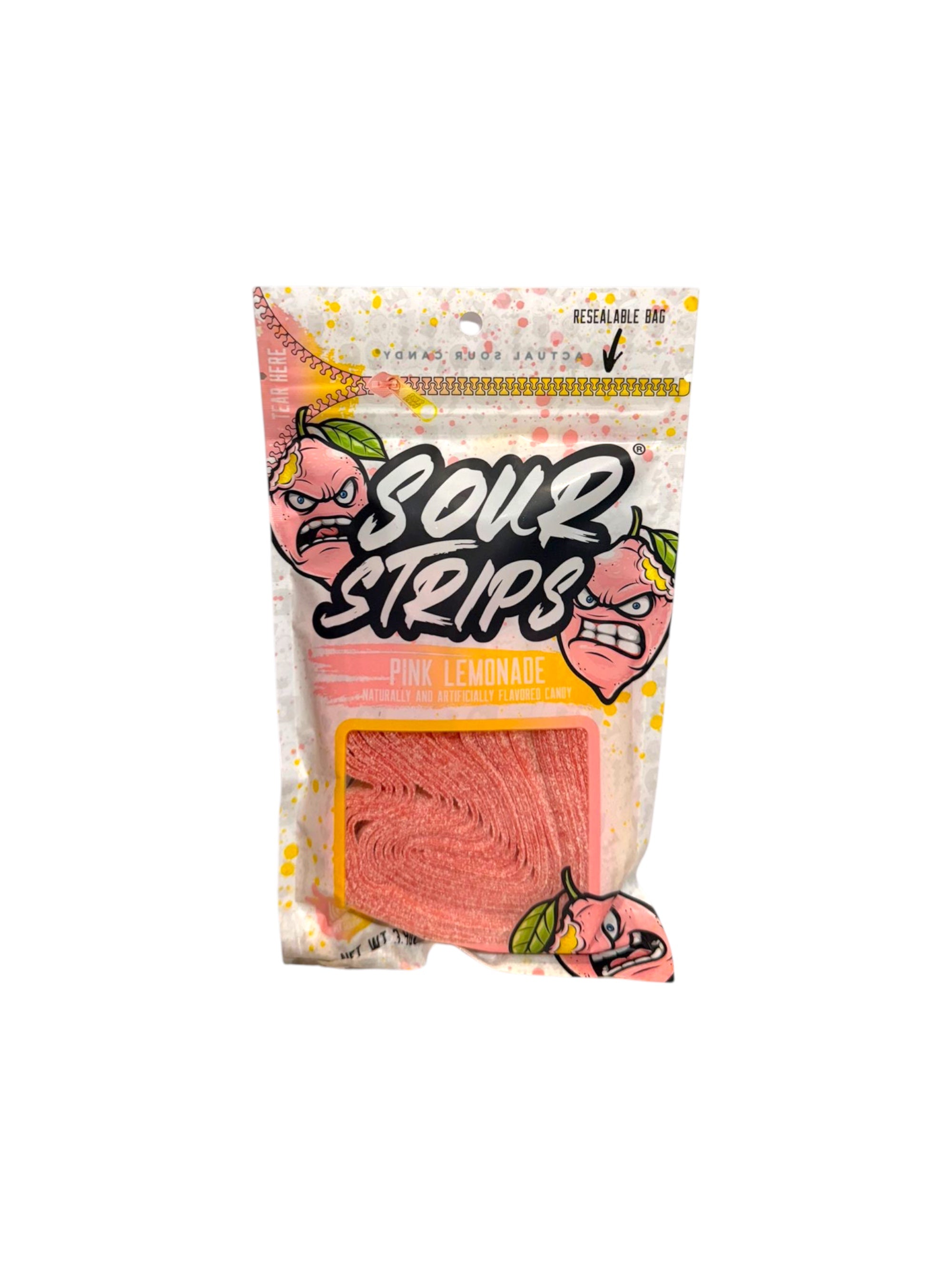 Pink lemonade sour strips candy 96g Spain
