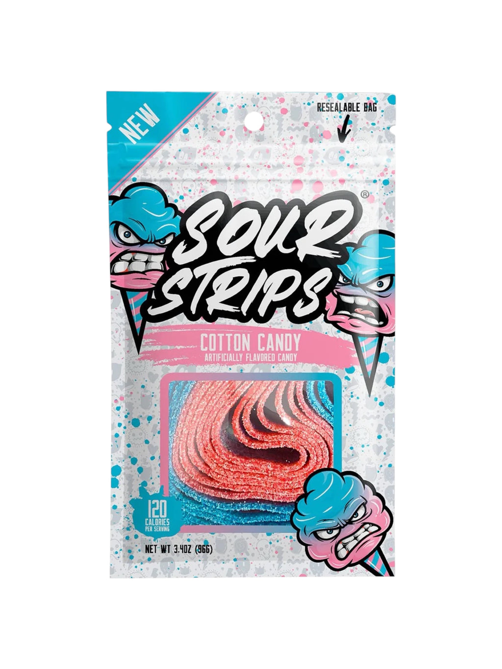 Sour Strips Cotton Candy 96g – Viral Sour Candy Imported from Spain