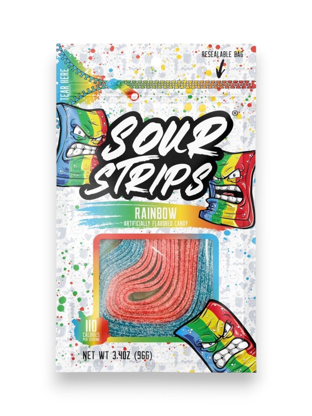 Sour Strips Rainbow Soft & Chewy Sour Candy 96g – Imported from Spain