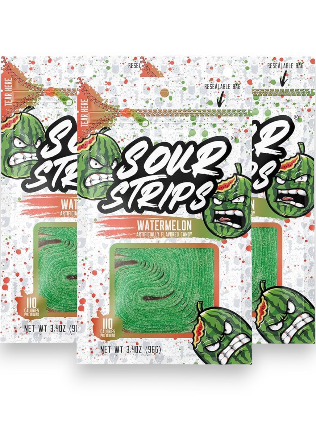 Sour Strips Watermelon Candy 96g – Viral Sour Candy Imported from Spain