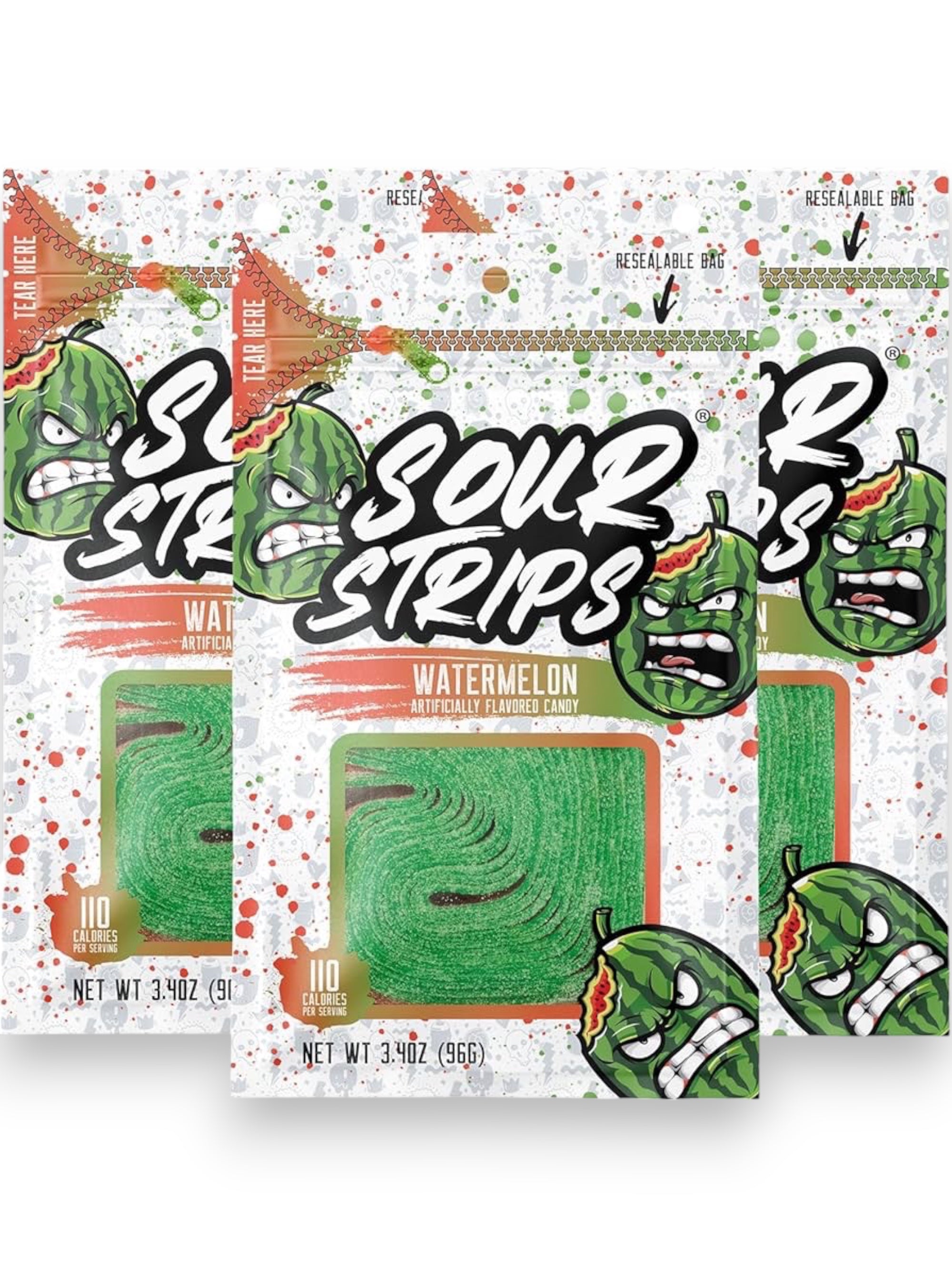 Sour Strips Watermelon Candy 96g – Viral Sour Candy Imported from Spain