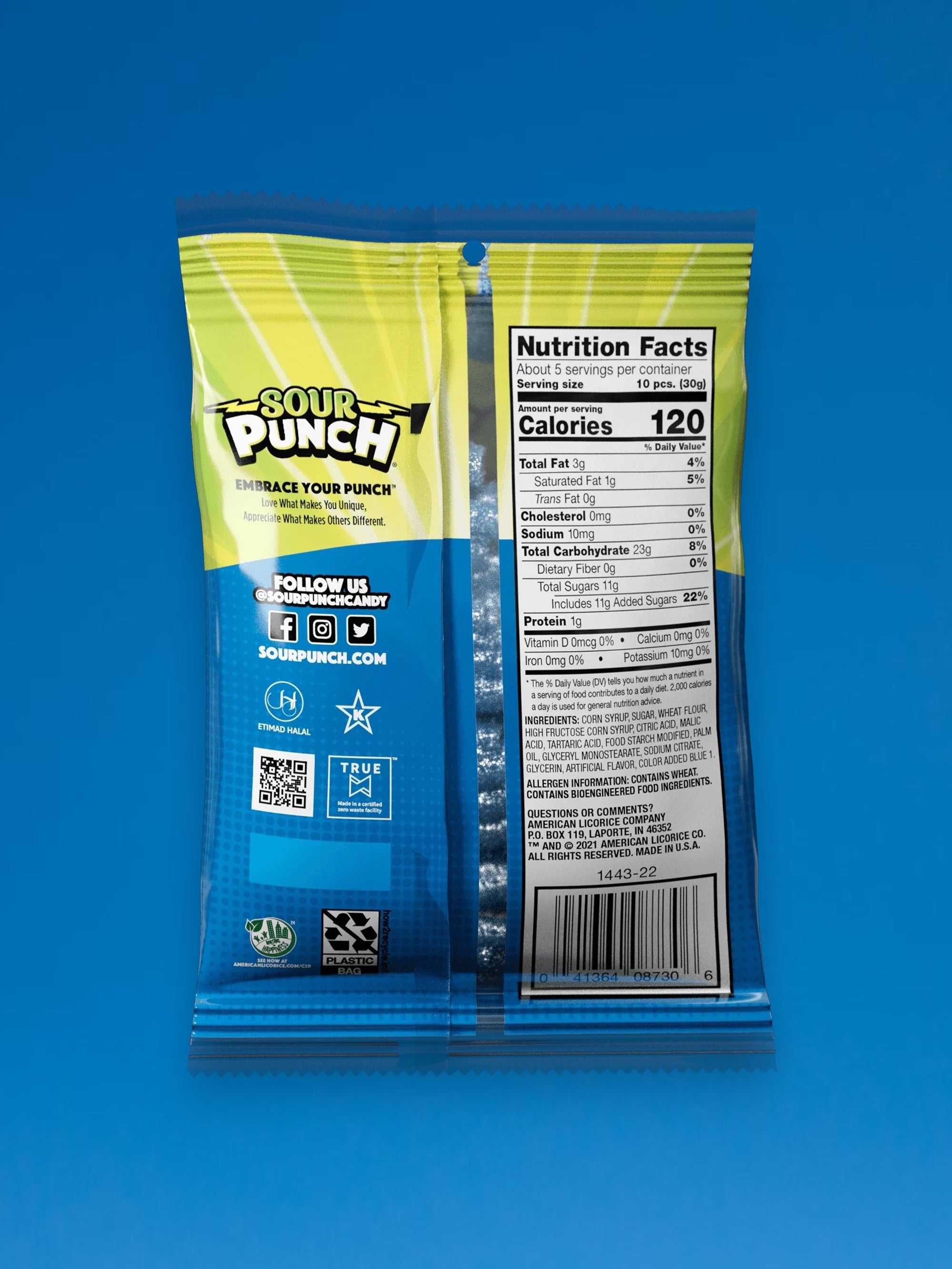 Sour Punch Blue Raspberry Candy | Imported Sour Blue Raspberry Gummies