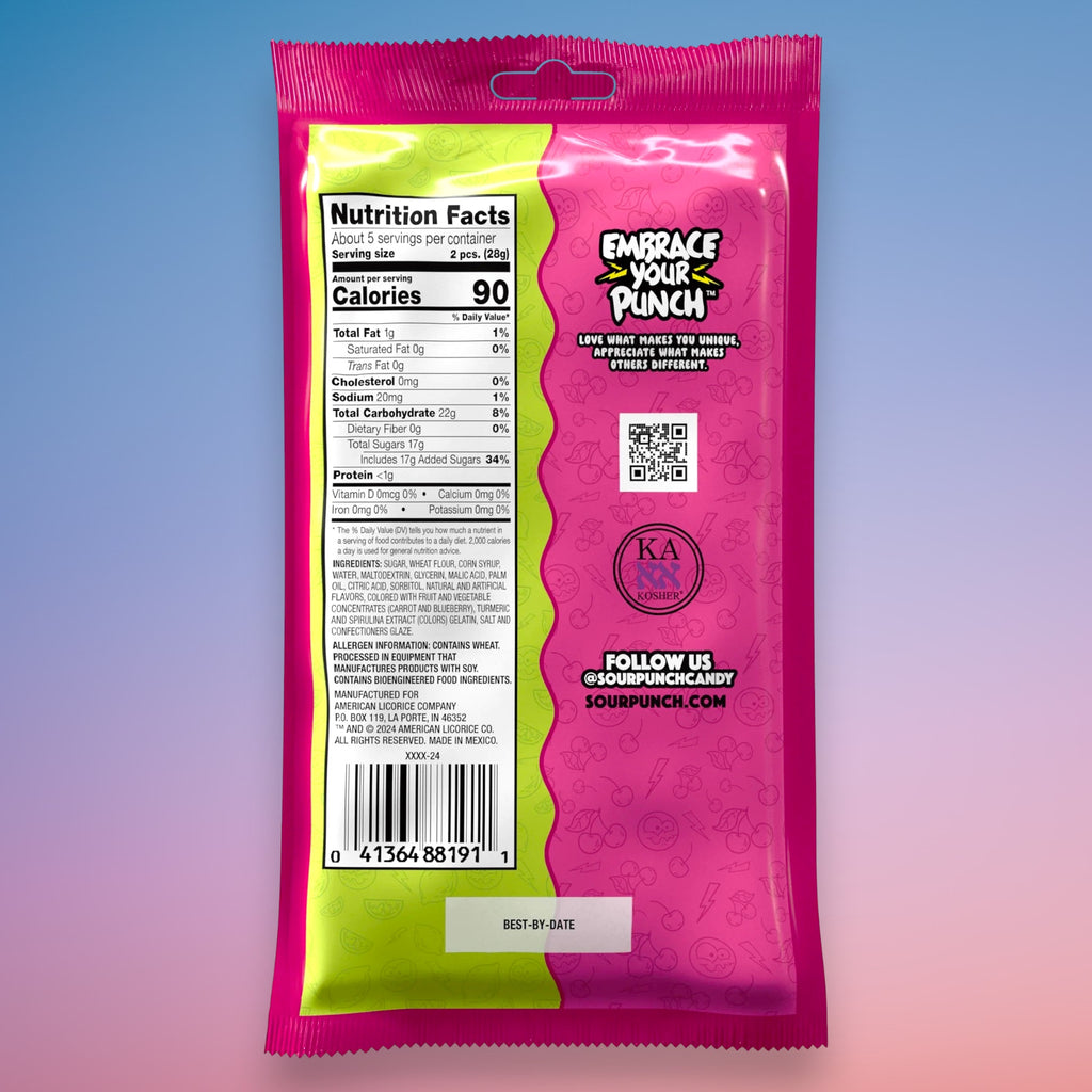 Sour Punch Cherry Limeade Filled Straws 142g | Imported Sour Candy Straws