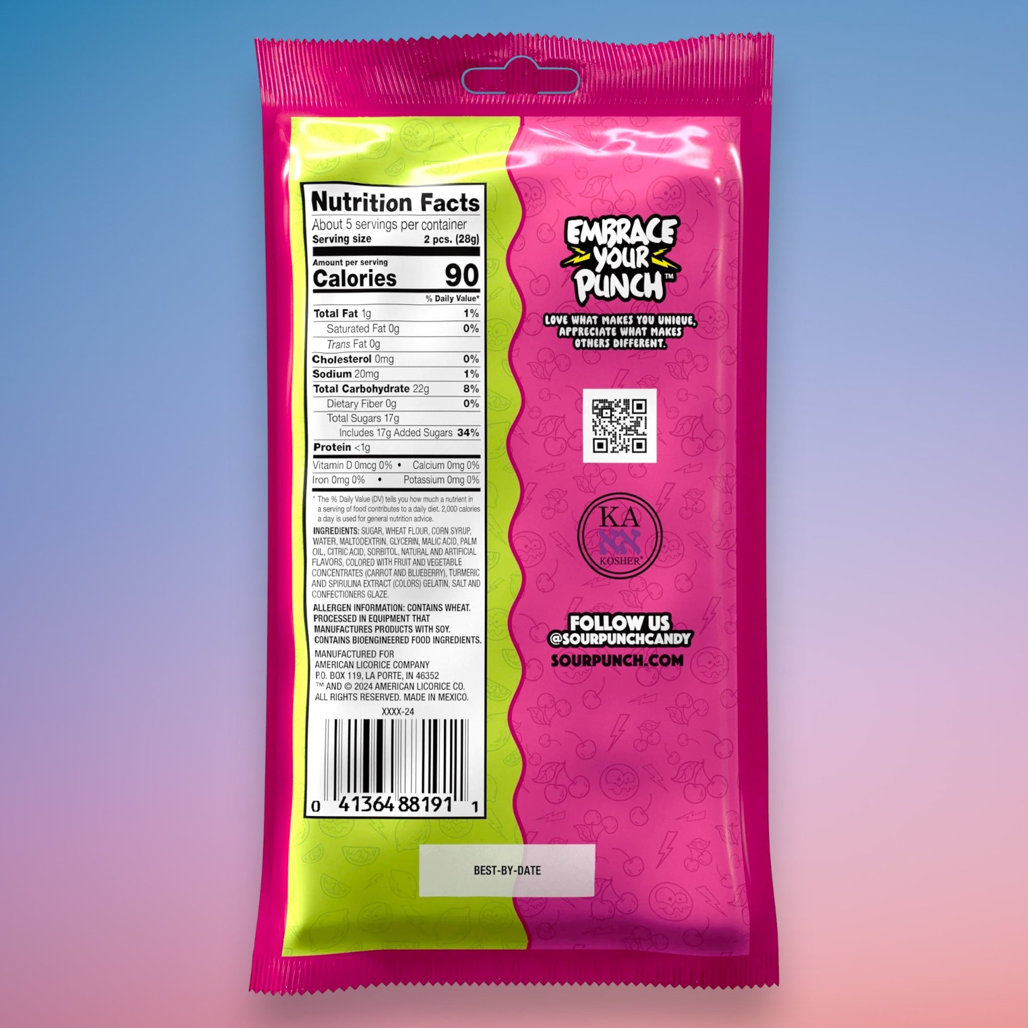 Sour Punch Cherry Limeade Filled Straws 142g | Imported Sour Candy Straws