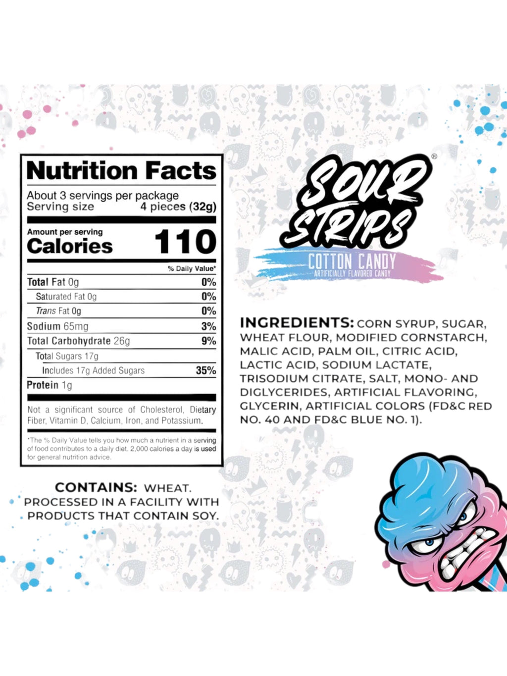 Sour Strips Cotton Candy 96g – Viral Sour Candy Imported from Spain