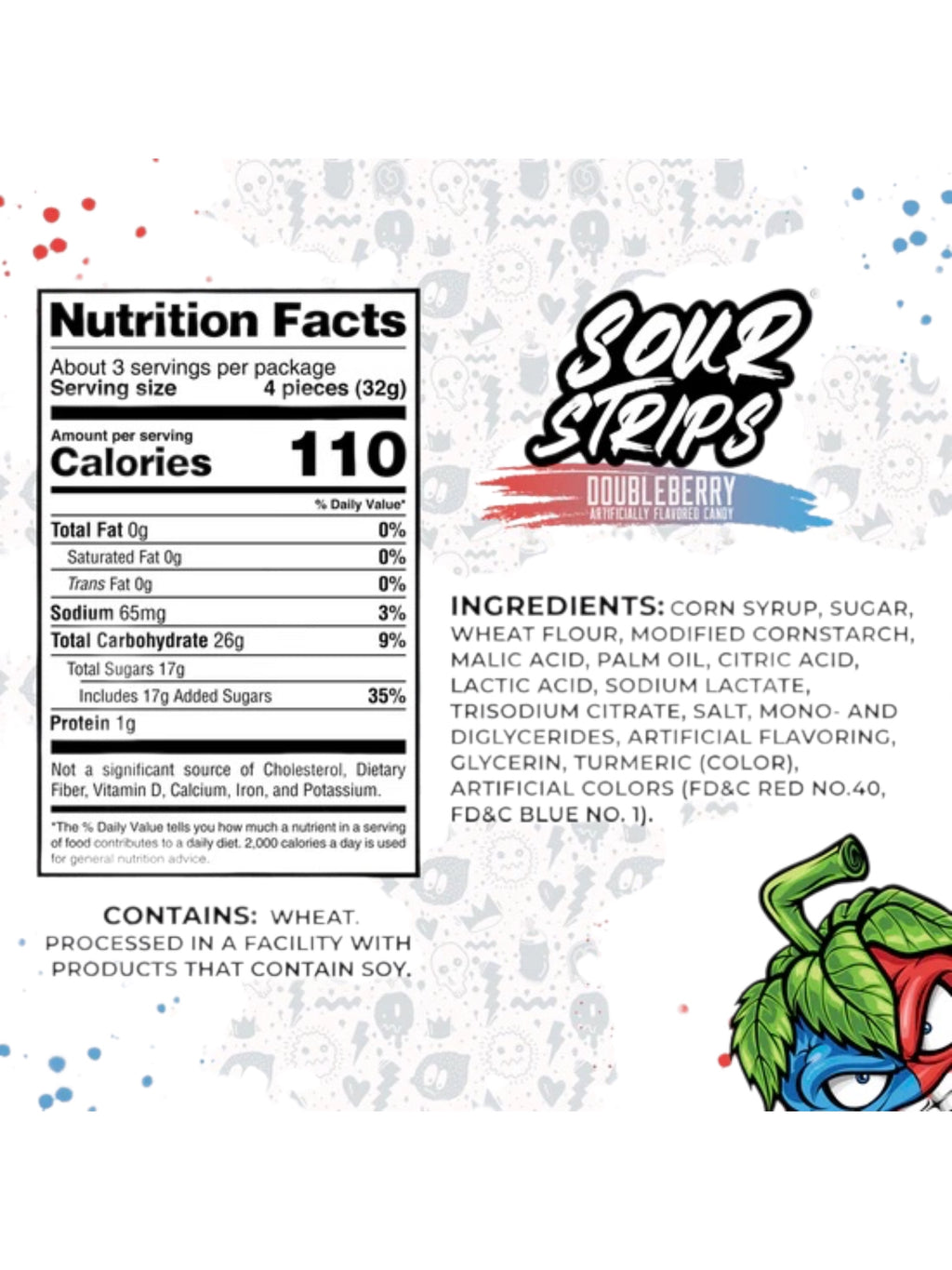 Sour Strips Double Berry Soft & Chewy Sour Candy 96g – Imported from Spain