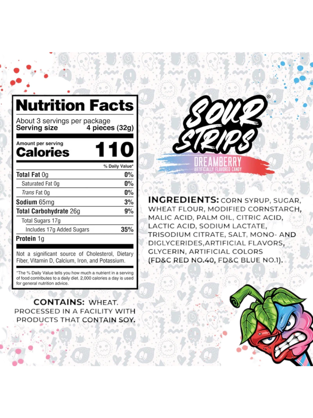 Sour Strips Dreamberry Soft & Chewy Sour Candy 96g – Imported from Spain