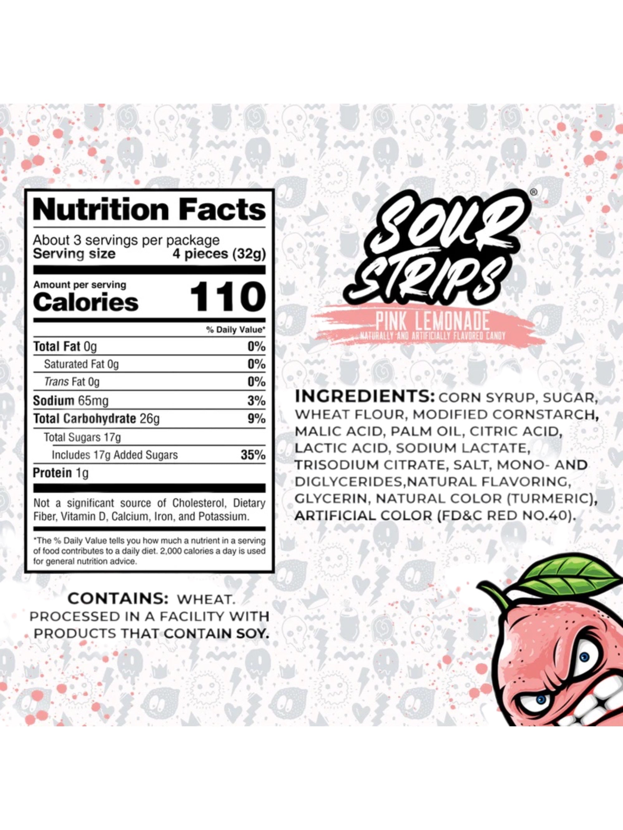 Sour Strips Pink Lemonade Candy 96g – Viral Sour Candy Imported from Spain