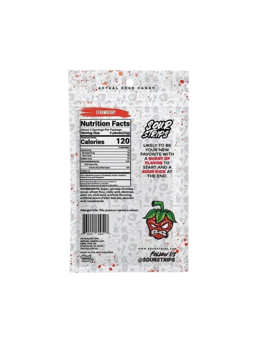 Sour Strips Strawberry Candy 96g – Imported from Spain