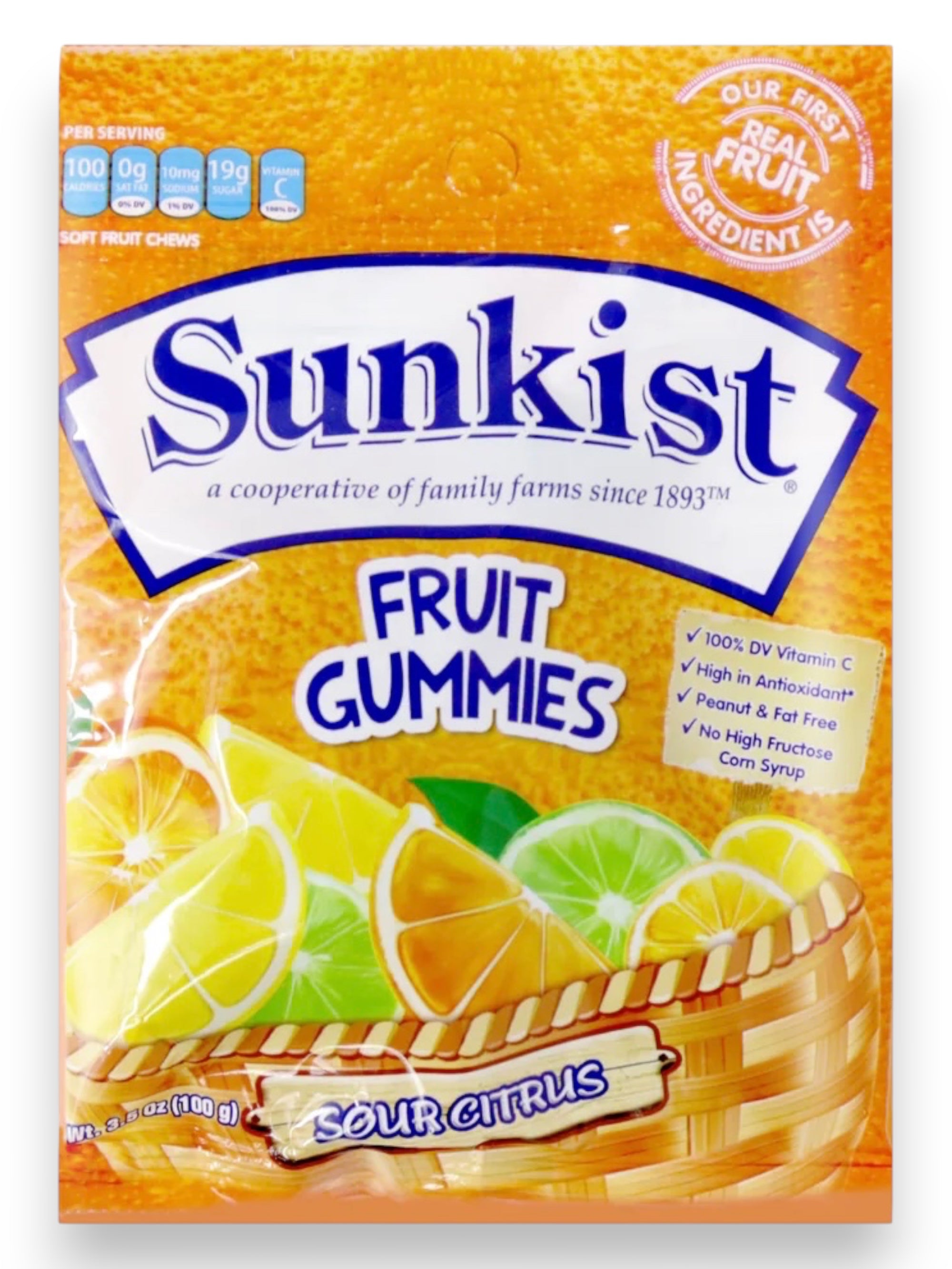 Sunkist Fruit Gummies Citrus 100g Imported Candy – Fruity Chewy Treats
