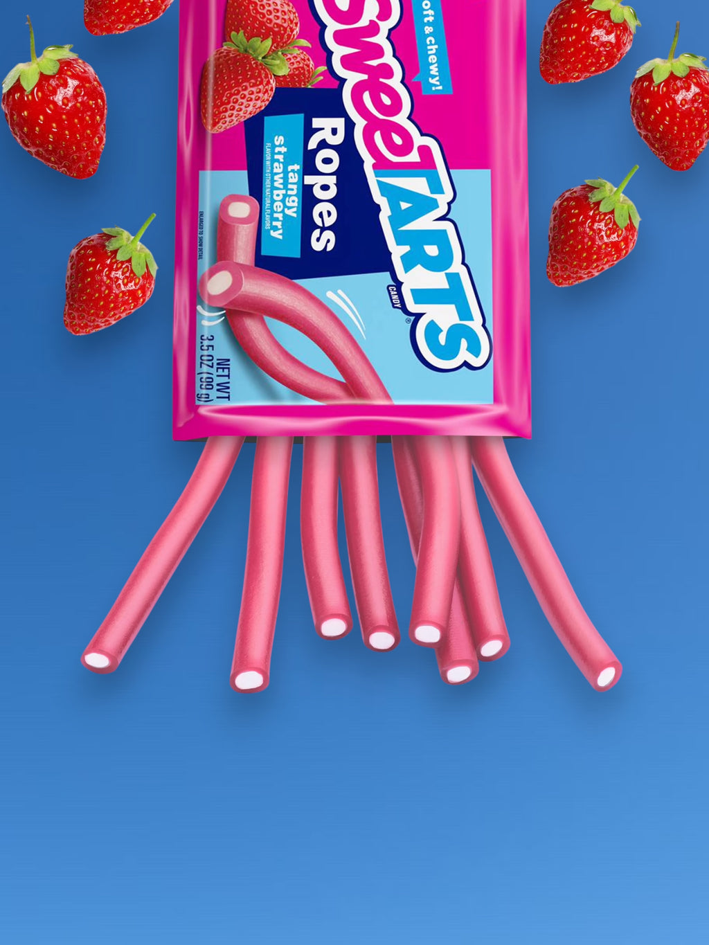 Sweet Arts Ropes Tangy Strawberry Candy 99g – Imported Exotic Chewy Candy