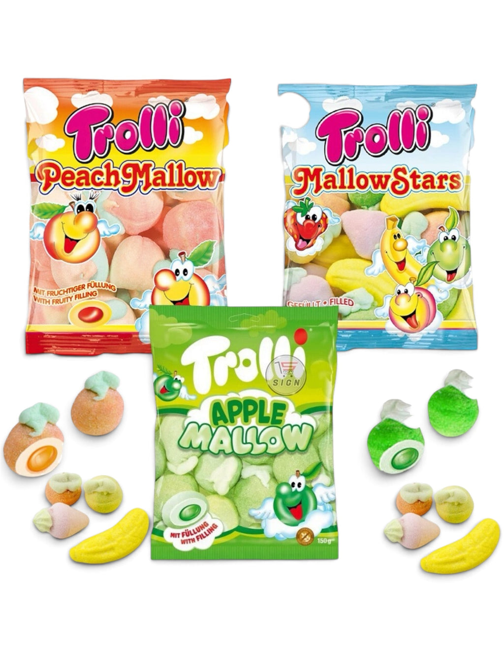 Trolli Marshmallow Candy – Choco Banana, Apple Mallow, Mallow Stars & Peach Mallow