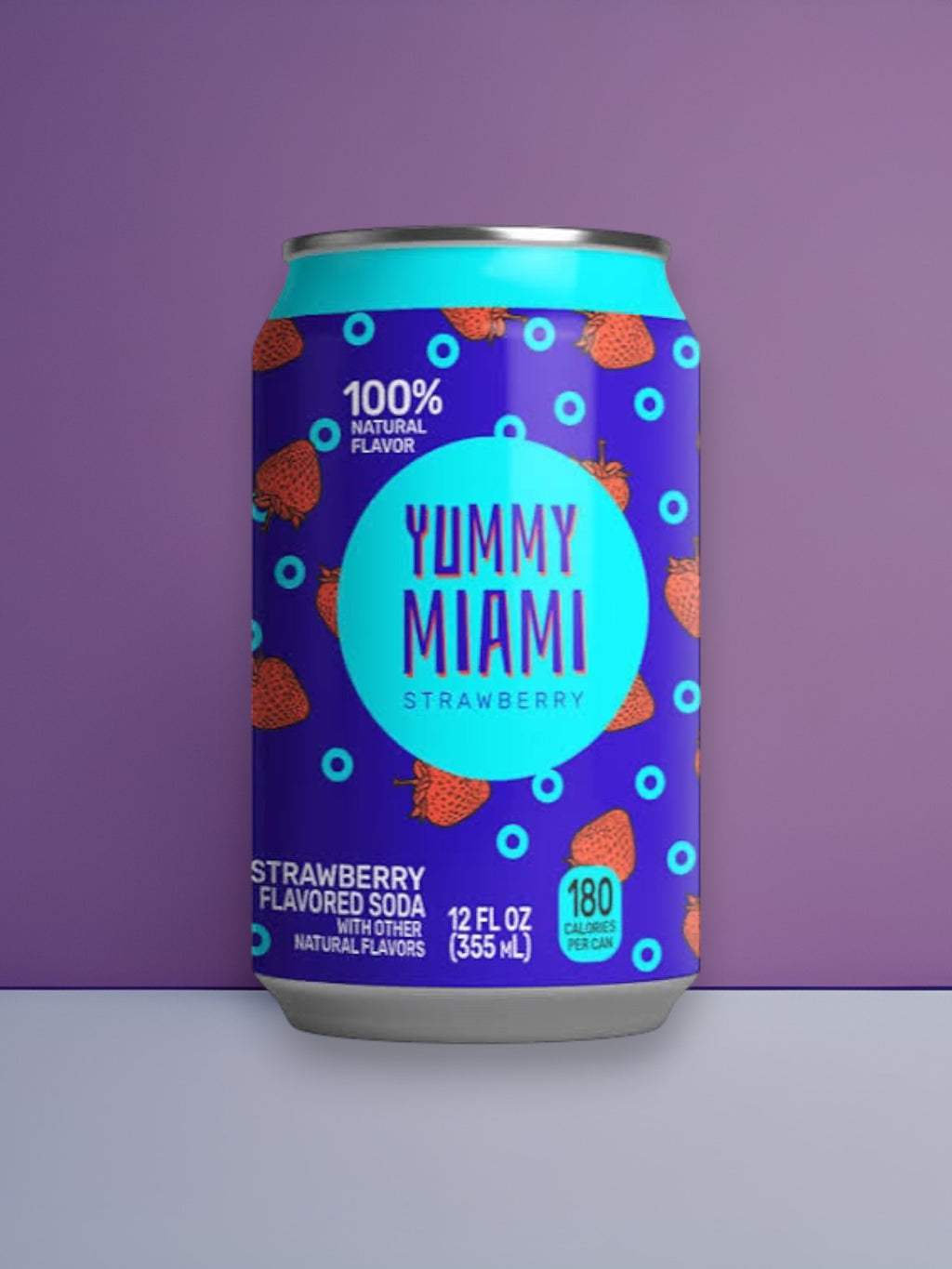 Yummy Miami Strawberry Drink 355ml Can – Imported from USA (Monroe, WI) Refreshing Sweet Beverage
